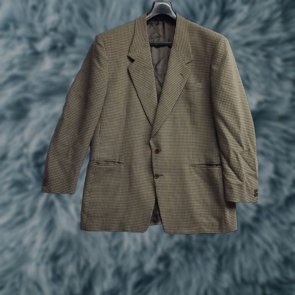 Canali Canali SPORT COAT Plaid Wool Blazer 54L Men Brown Made In Italy 2 Piece 100% Wool Mens jacket Size 54R - 1 Thumbnail