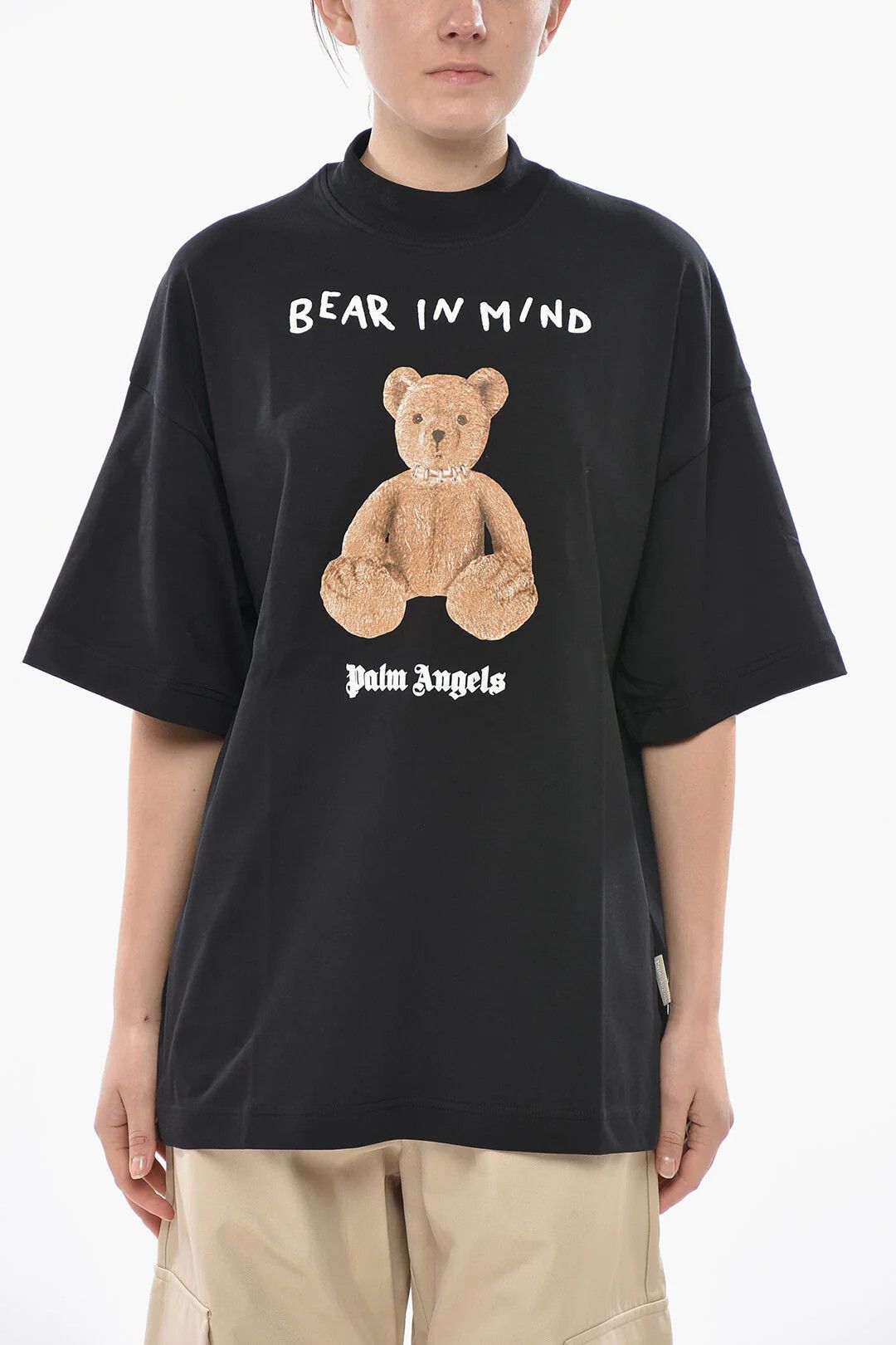 Palm Angels og1mm0326 Crewneck Loose-Fit T-Shirt in Black Size XS / US 0-2 / IT 36-38 - 1 Thumbnail