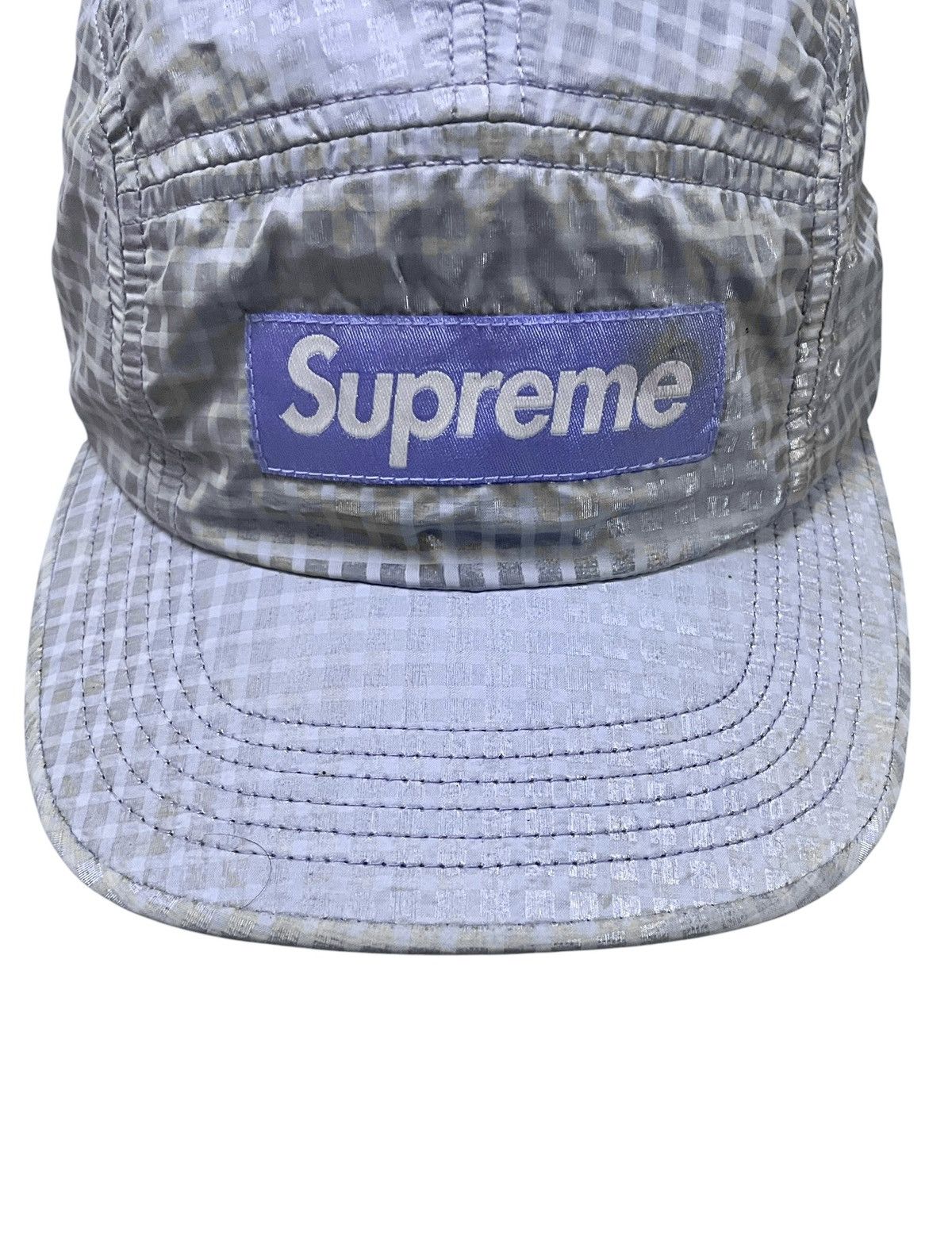 Supreme SS17 Rare Brand Supreme Box Logo Metallic Check Camp Cap Size ONE SIZE - 3 Thumbnail