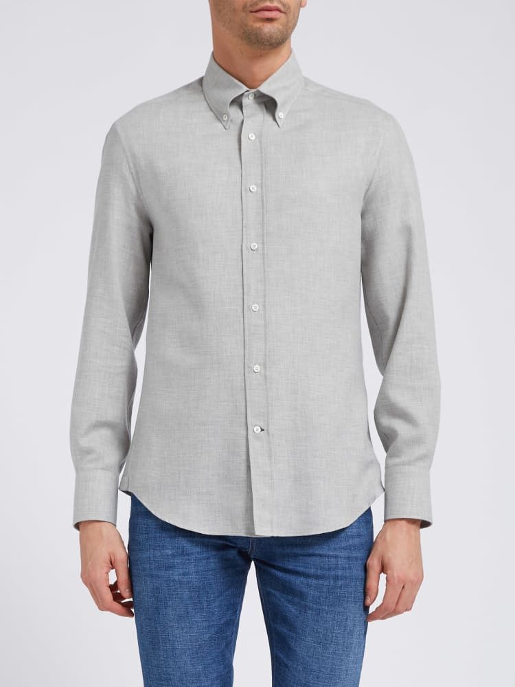 Brunello Cucinelli o1w1db10924 Men'S Shirt in Grey Size US M / EU 48-50 / 2 - 1 Preview