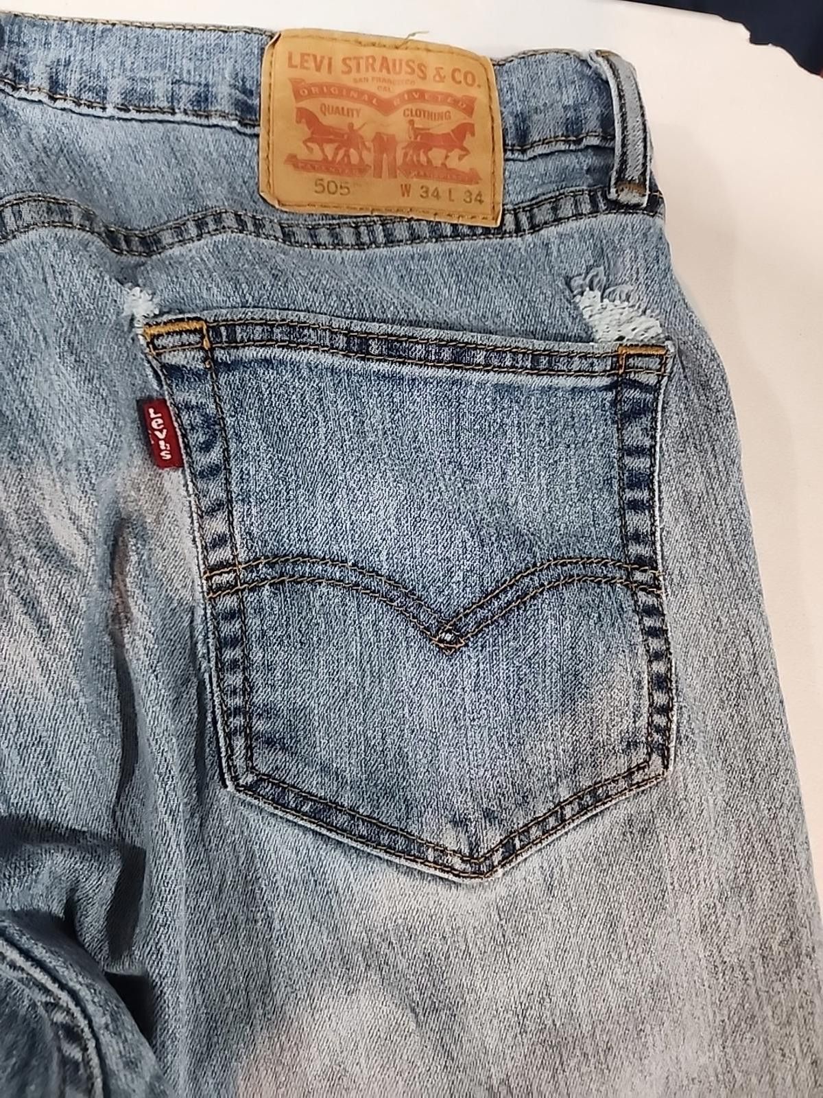 Levi's Levi's 505 Mens Jeans Actual 34Wx33L Blue Denim Regular Fit Size US 34 / EU 50 - 3 Thumbnail