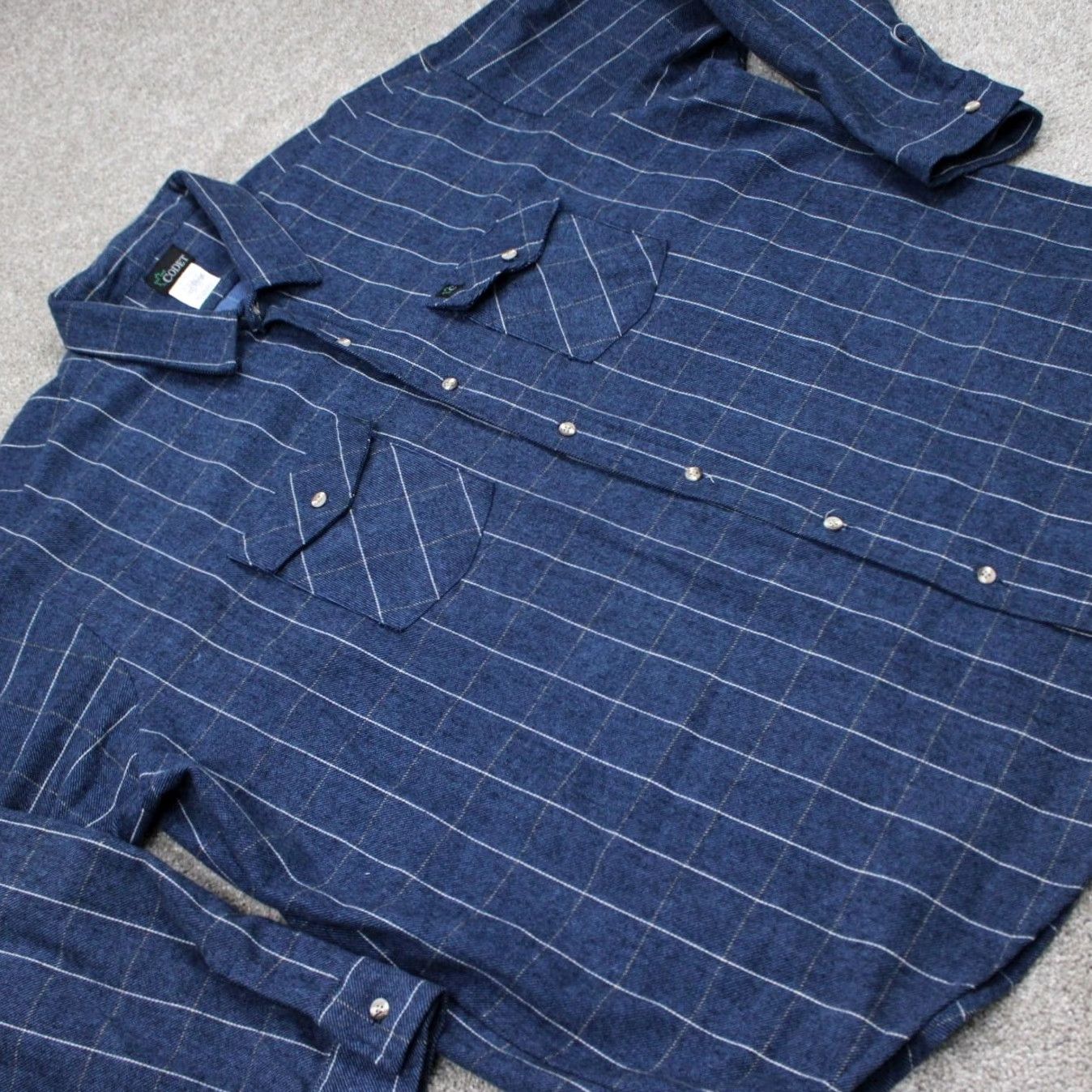Vintage Codet Flannel Shirt Men 4XL Blue Heavyweight Long Sleeve Button Up Plaid Cotton shirt Size US XXL / EU 58 / 5 - 6 Thumbnail