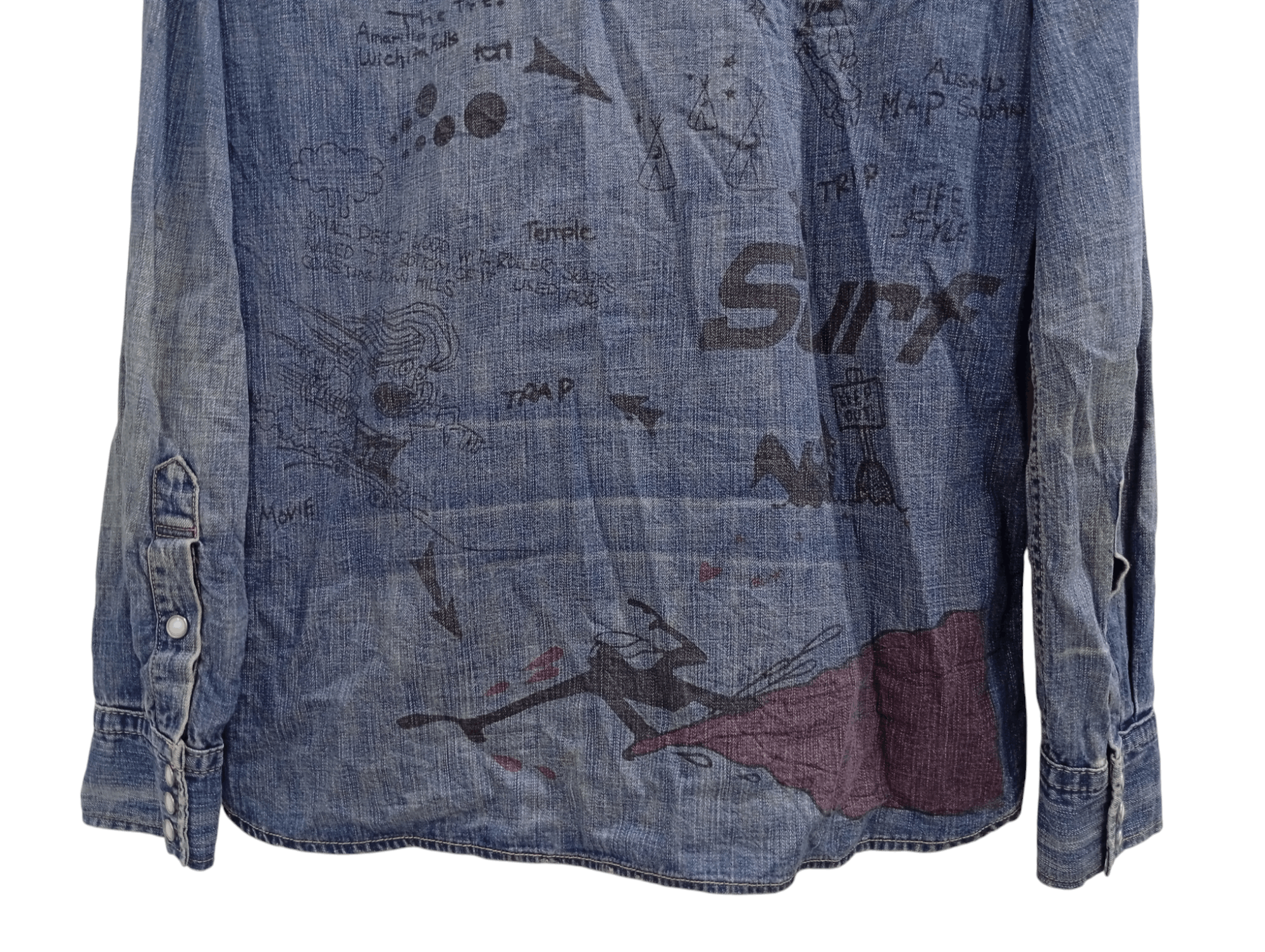 Japanese Brand × Remi Relief 🔥🔥Remi Relief Artwork Denim Chambray Shirt Size US M / EU 48-50 / 2 - 22 Thumbnail