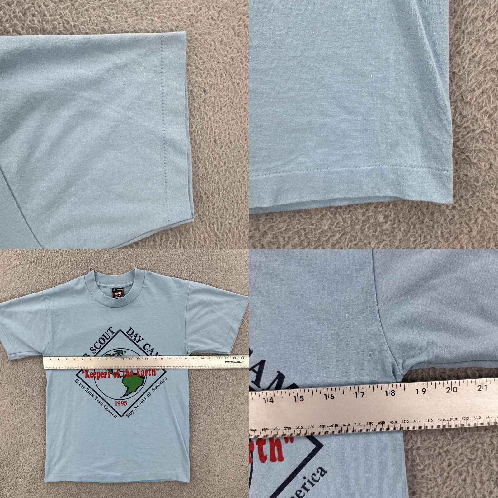 Fruit Of The Loom VINTAGE Fruit of the Loom Best M Blue Single Stitch Shirt 1995 Cub Scout Mens M Blue USA 90s Classic Stitch Shirt Size US M / EU 48-50 / 2 - 8 Thumbnail