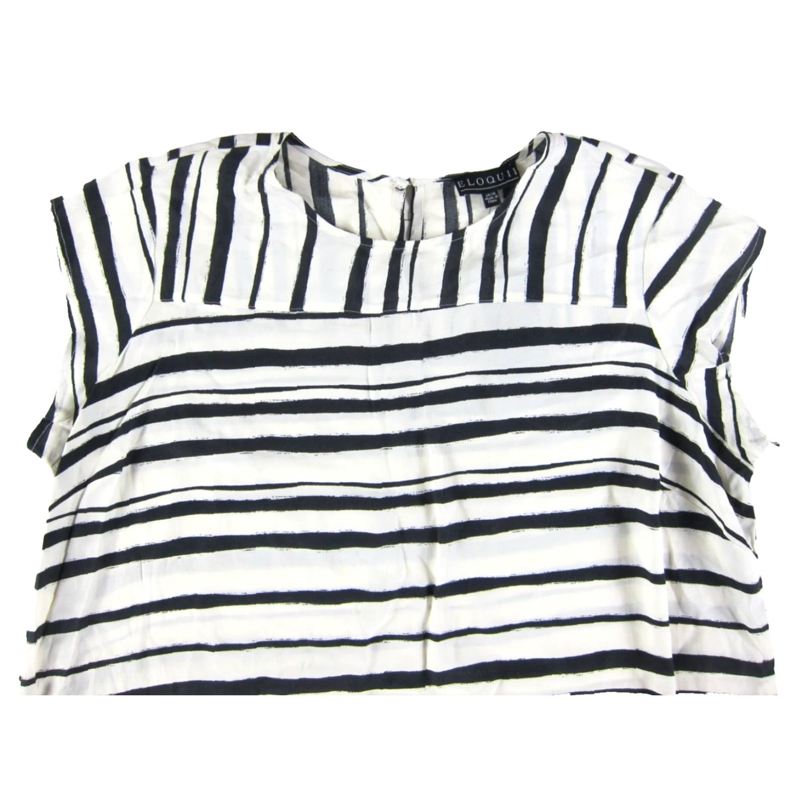 Vintage NWT Eloquii Ivory Black Stripe Tunic Cap Sleeve Tunic Smock Dress Size 14/16 Size XL / US 12-14 / IT 48-50 - 4 Thumbnail