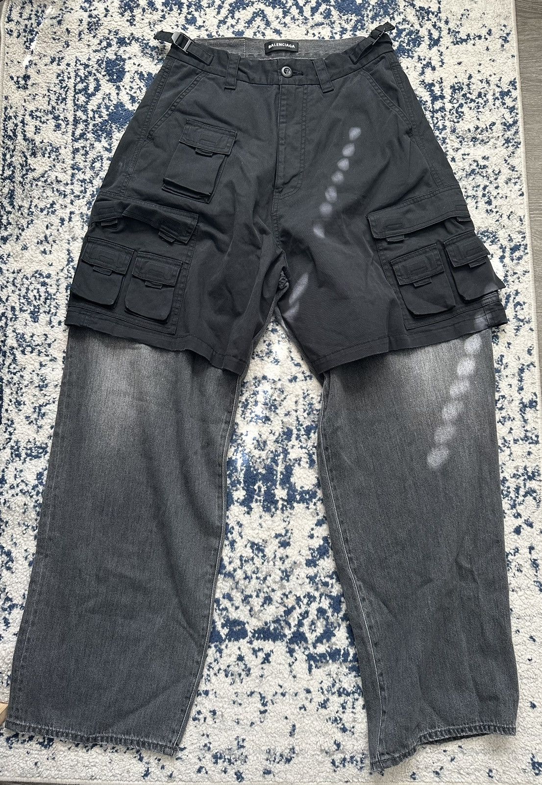 image of Balenciaga Fw21 Afterworld Hybrid Cargo Pants in Black, Men's (Size 30)