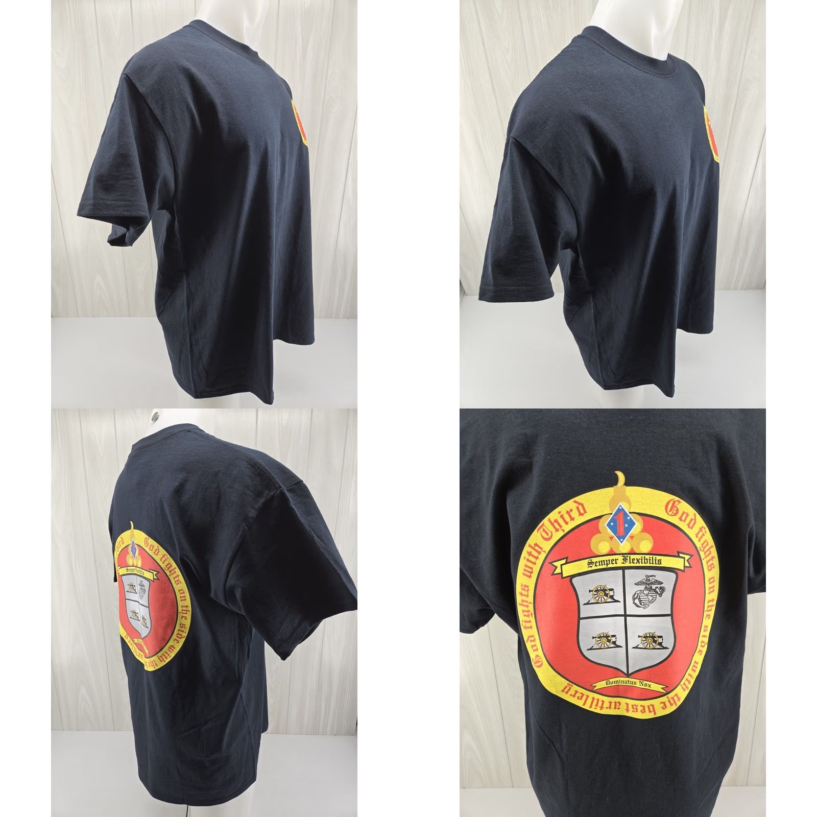 Vintage USMC 3rd Battalion Semper Flexibilis Marines Division T-Shirt XL MV Sport Men Black Short Sleeve Crew Neck Logo USMC Military 90s? Size US XL / EU 56 / 4 - 8 Thumbnail
