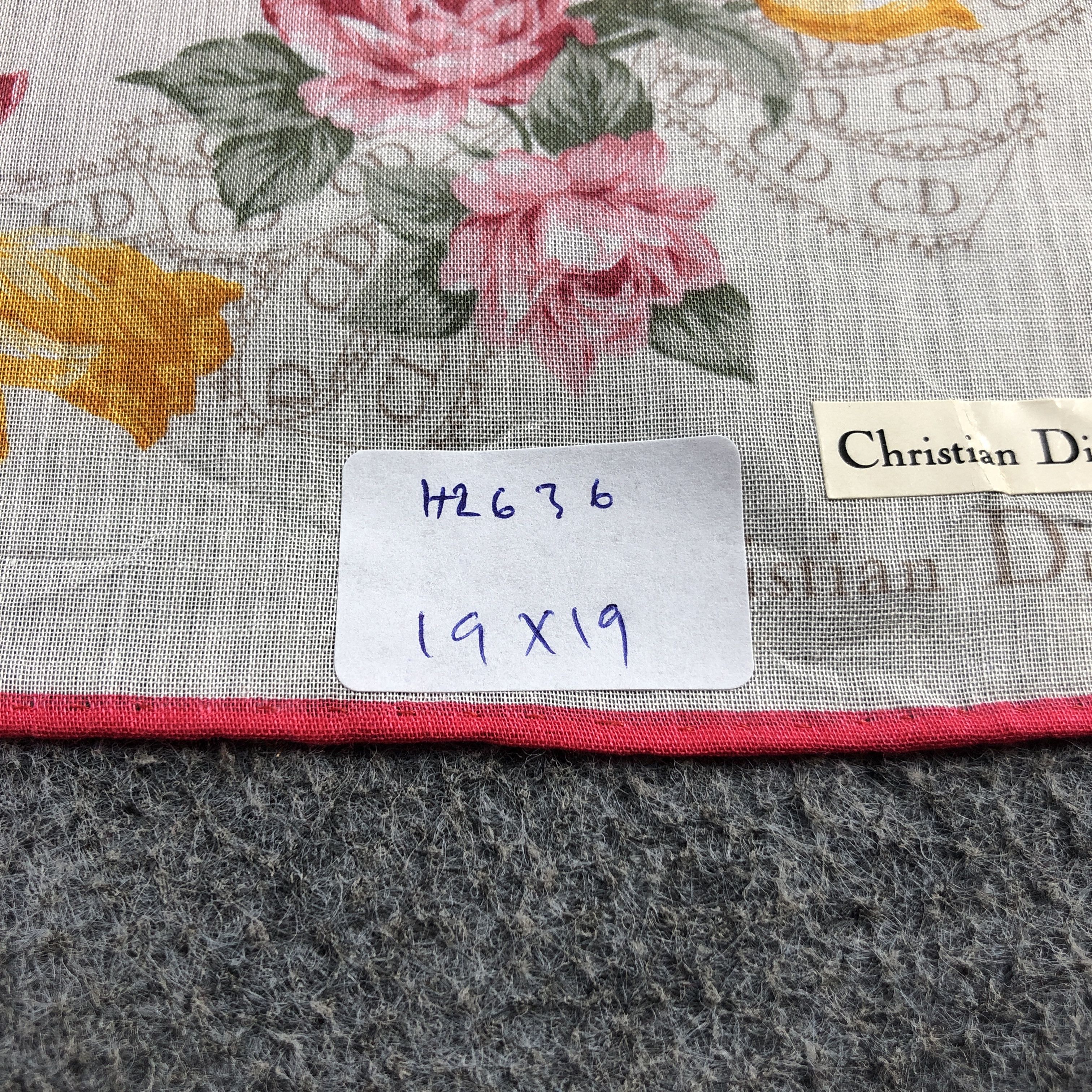 Christian Dior Monsieur Christian Dior Floral Handkerchief Neckerchief Bandana H2636 Size ONE SIZE - 7 Thumbnail