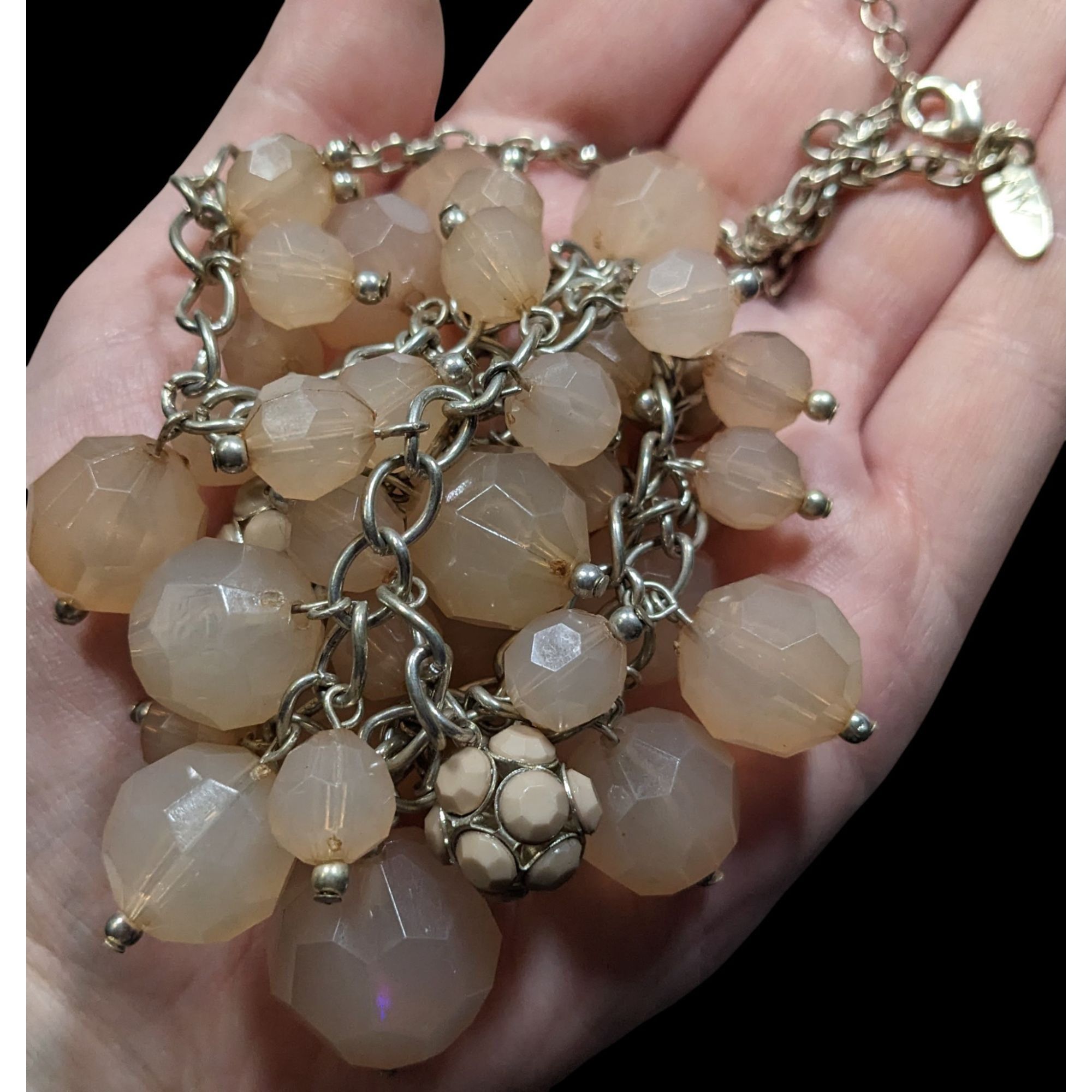 Other NY Collection Y2K Chunky Silver Peach Beaded Cluster Stateme Size ONE SIZE - 3 Thumbnail