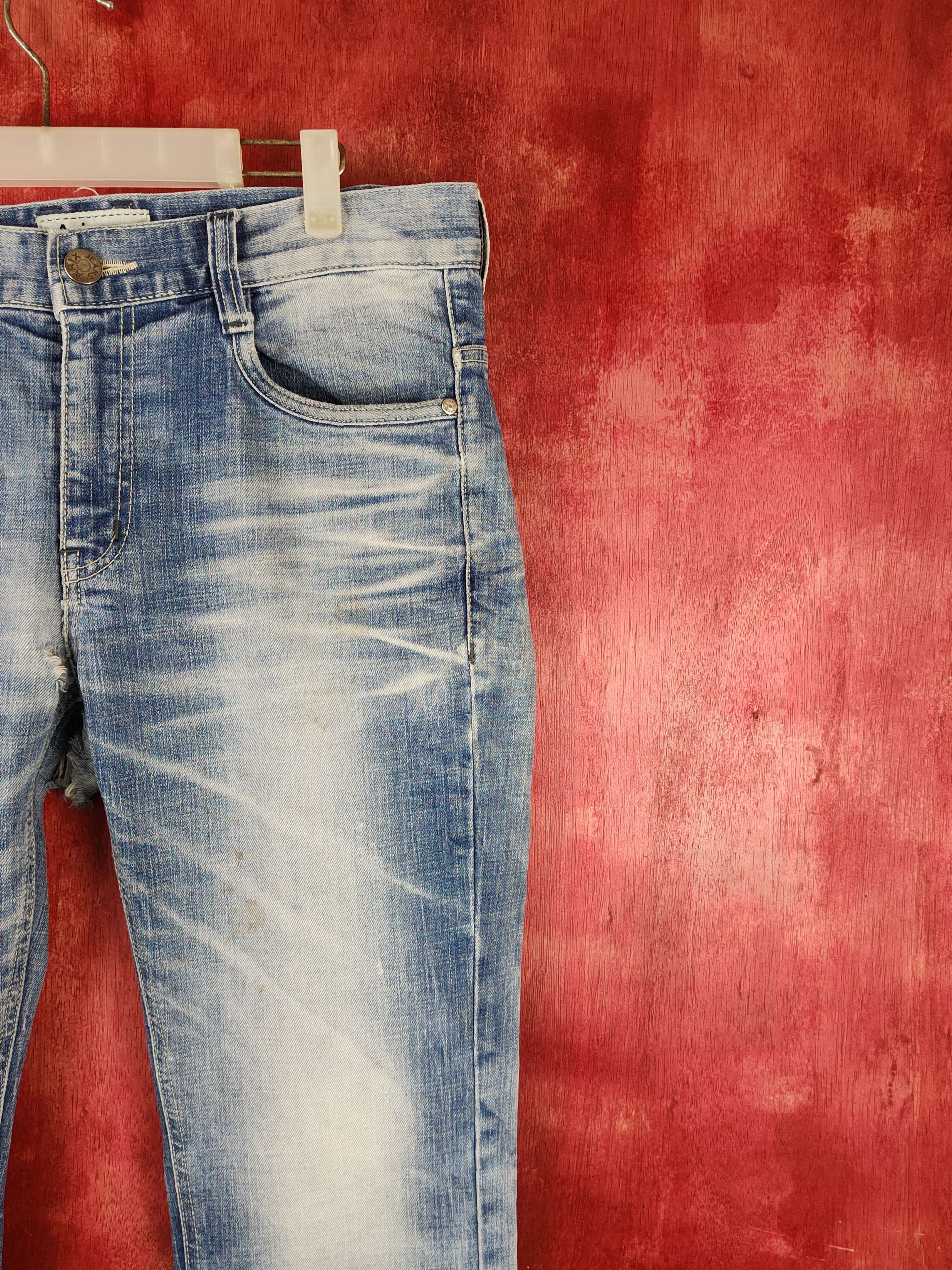 Japanese Brand Arix Blue Faded ripped distressed jeans Denim #S1603 Size US 32 / EU 48 - 7 Thumbnail