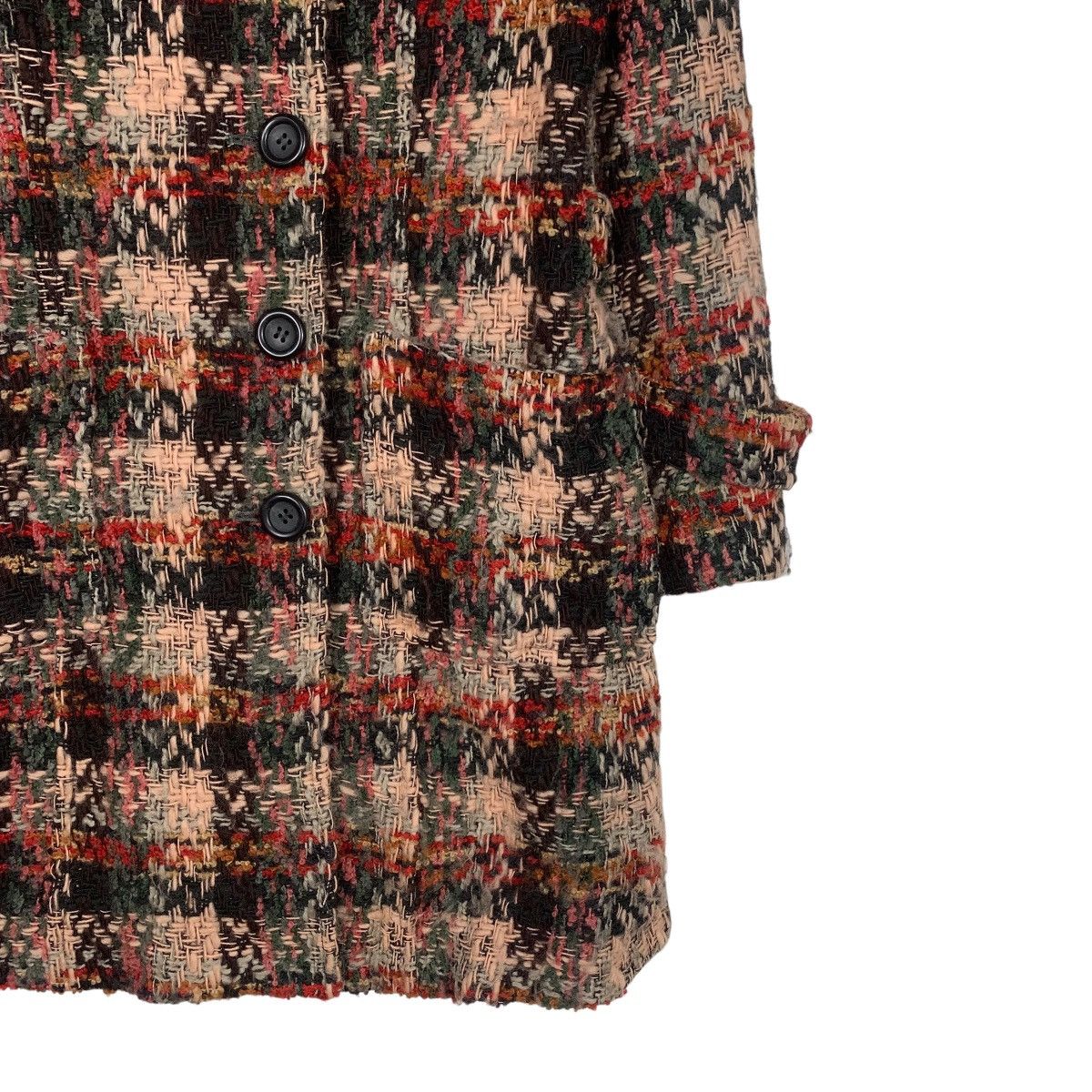 Japanese Brand RAISON Made in Japan Checkered Tweed Long Coat #1811-C20 Size S / US 4 / IT 40 - 4 Thumbnail