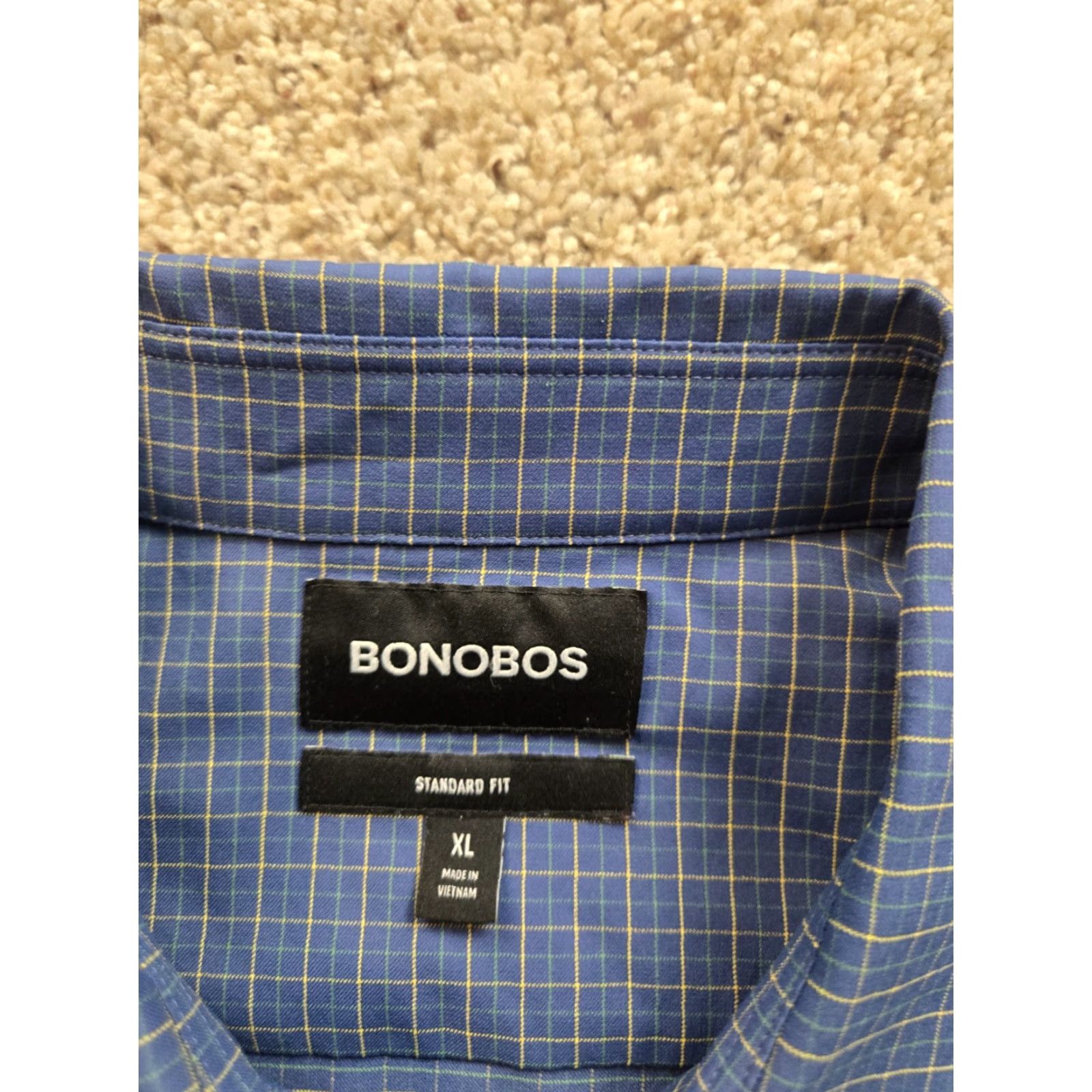 Bonobos Bonobos Shirt XL Men Blue Check Standard Fit Long Sleeve Button Up Nylon Stretch Shirt Size US XL / EU 56 / 4 - 4 Thumbnail