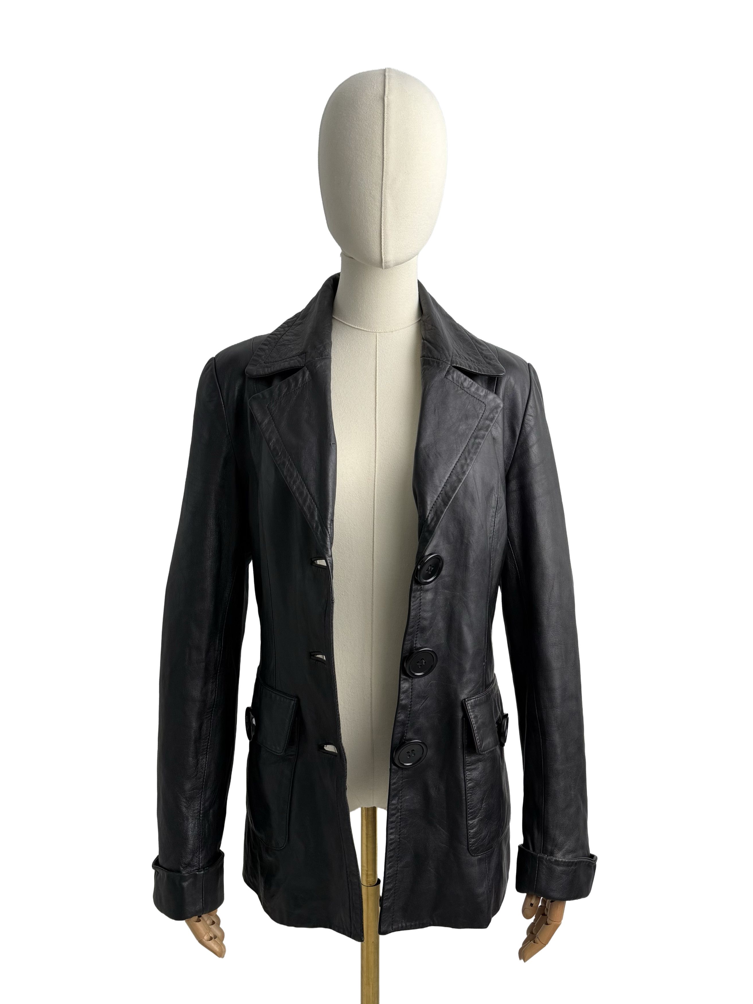 Vintage Vintage Leather Blazer Jacket Tailored Button Up Classic Size M / US 6-8 / IT 42-44 - 3 Thumbnail