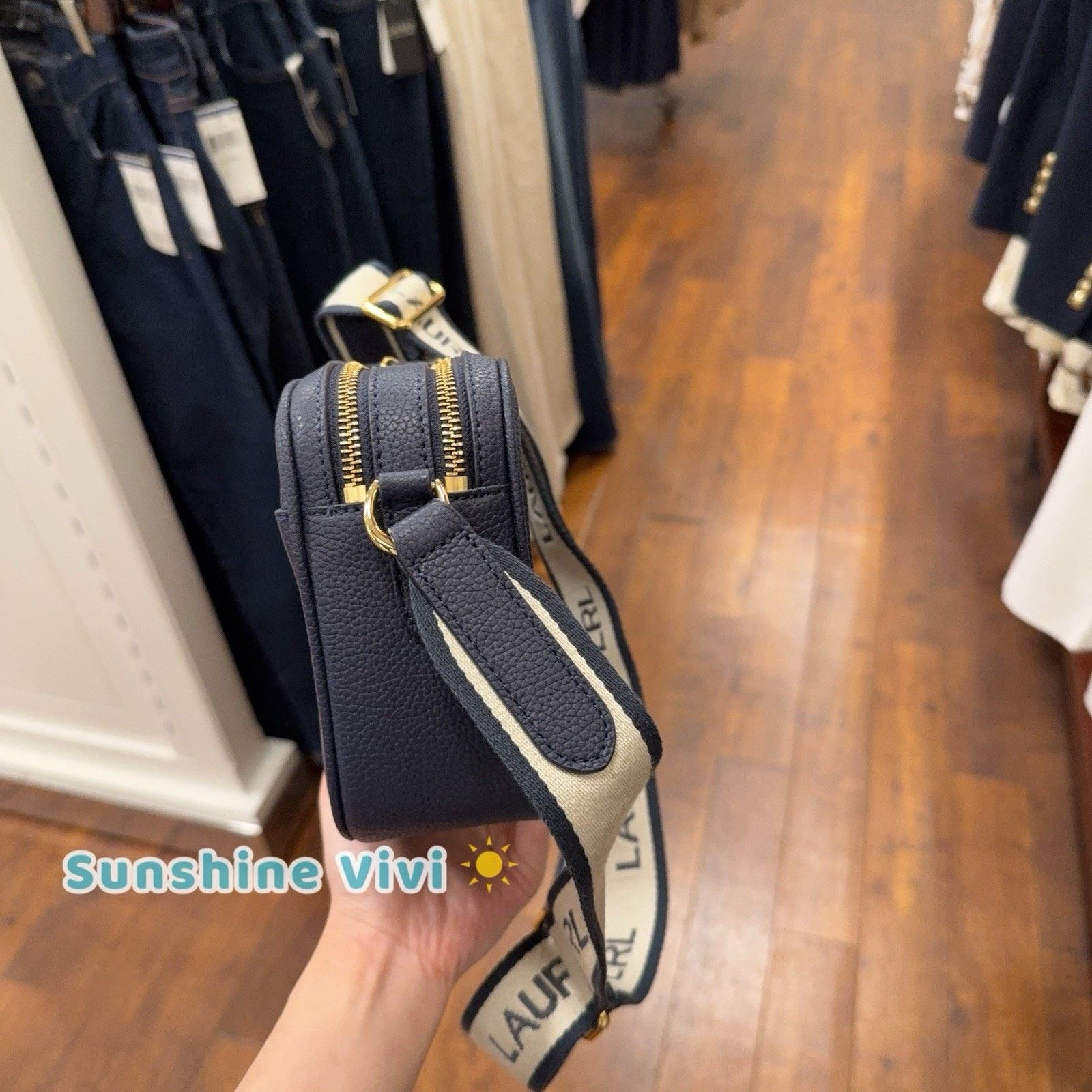 Lauren Ralph Lauren NWT Lauren Ralph Lauren Carrie Leather Crossbody Bag Navy Size ONE SIZE - 3 Thumbnail