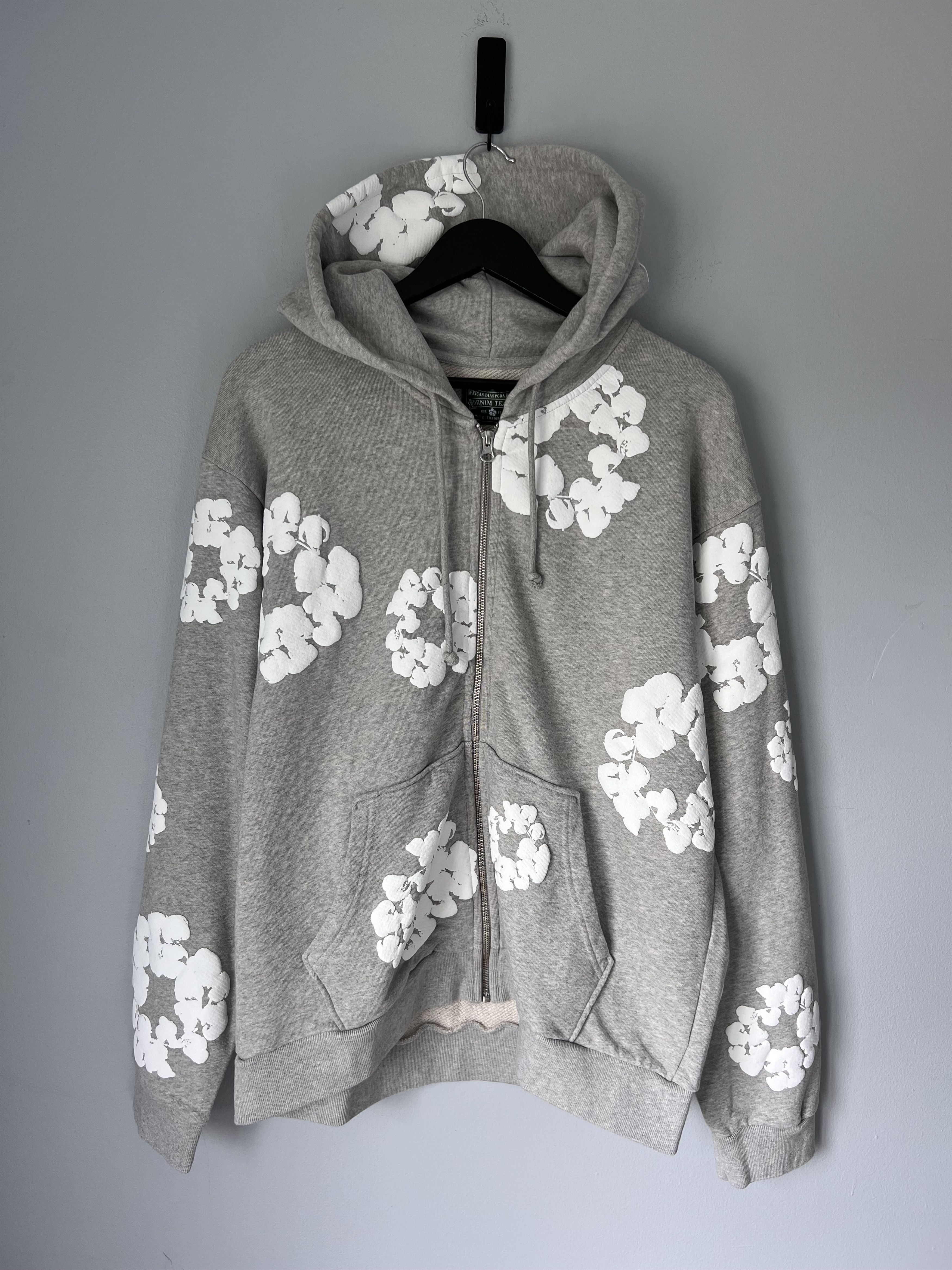 Denim Tears Cotton Wreath Zip Hoodie in Gray