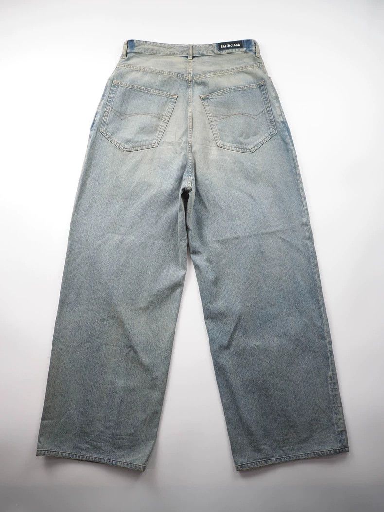 Balenciaga Balenciaga Blue Worn Wide Leg Jeans Size US 34 / EU 50 - 2 Thumbnail