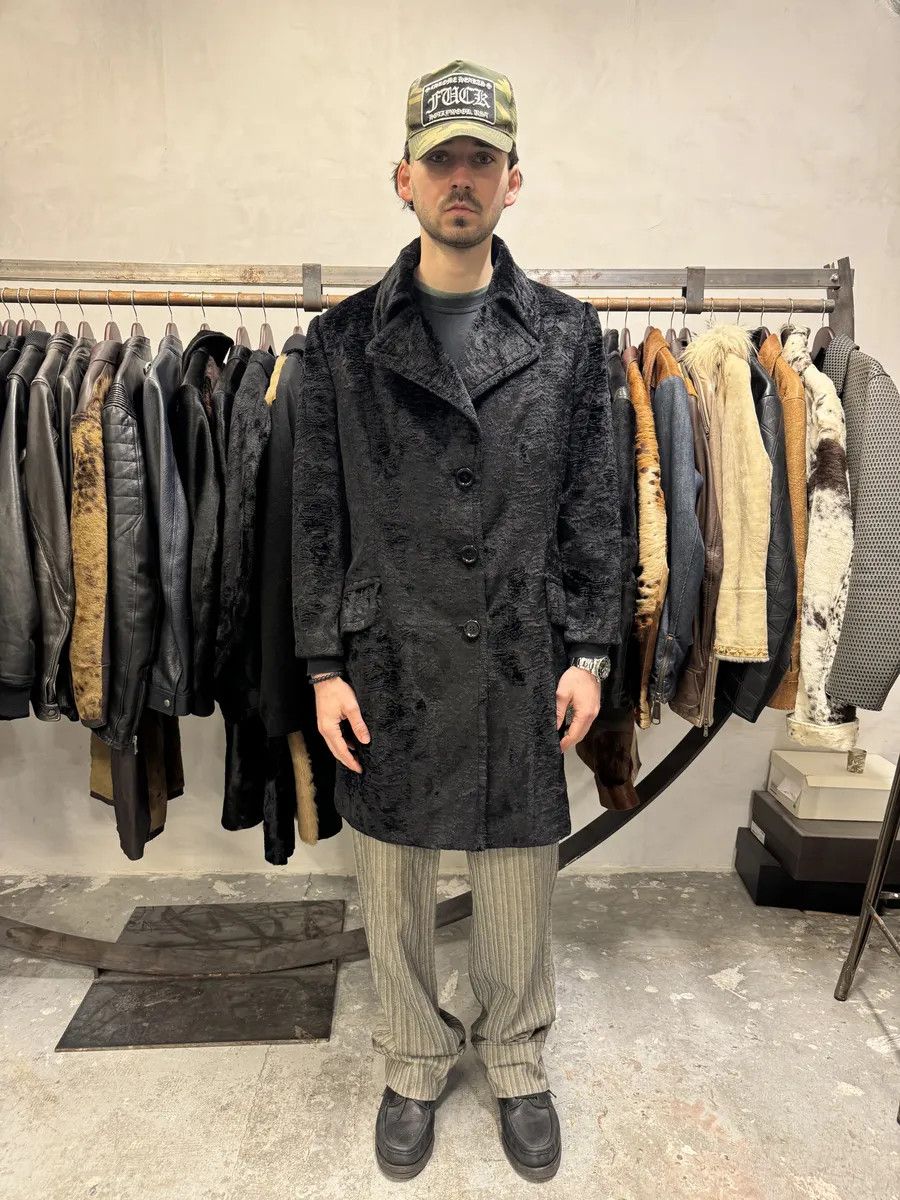 Dolce & Gabbana AW1998 Dolce & Gabbana Fur Effect Relief Black Long Jacket Size US M / EU 48-50 / 2 - 3 Thumbnail