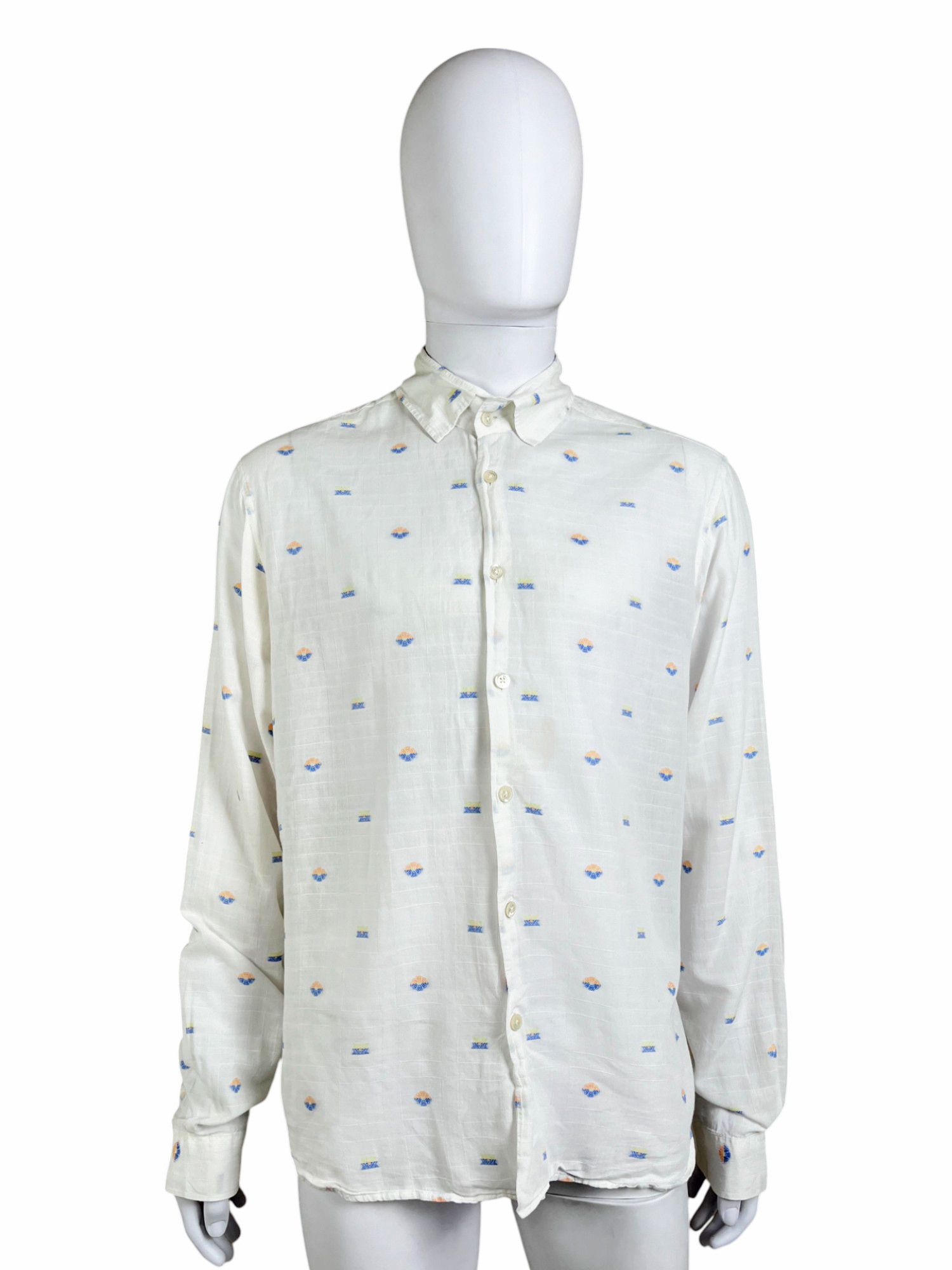 Ann Demeulemeester 2000's White Floral Pattern Shirt Size US L / EU 52-54 / 3 - 1 Thumbnail