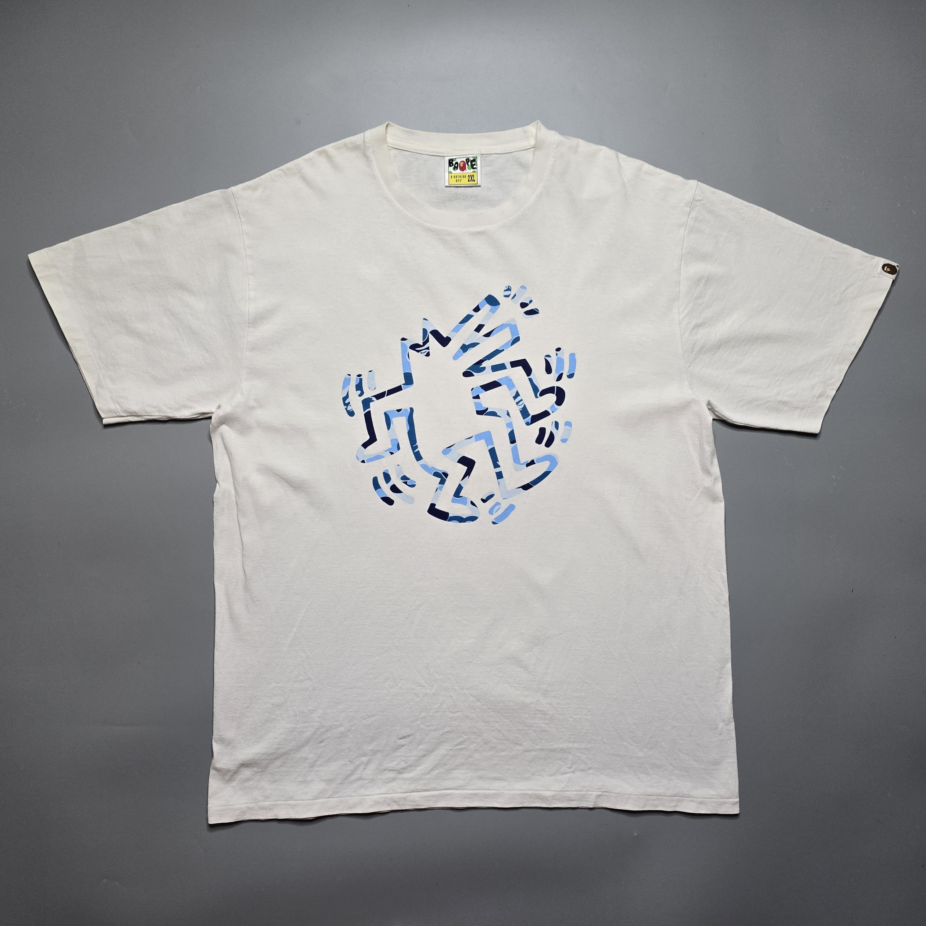 image of Bape X Keith Harring - 2013 Dancing Dog Tshirt in White, Men's (Size 2XL)