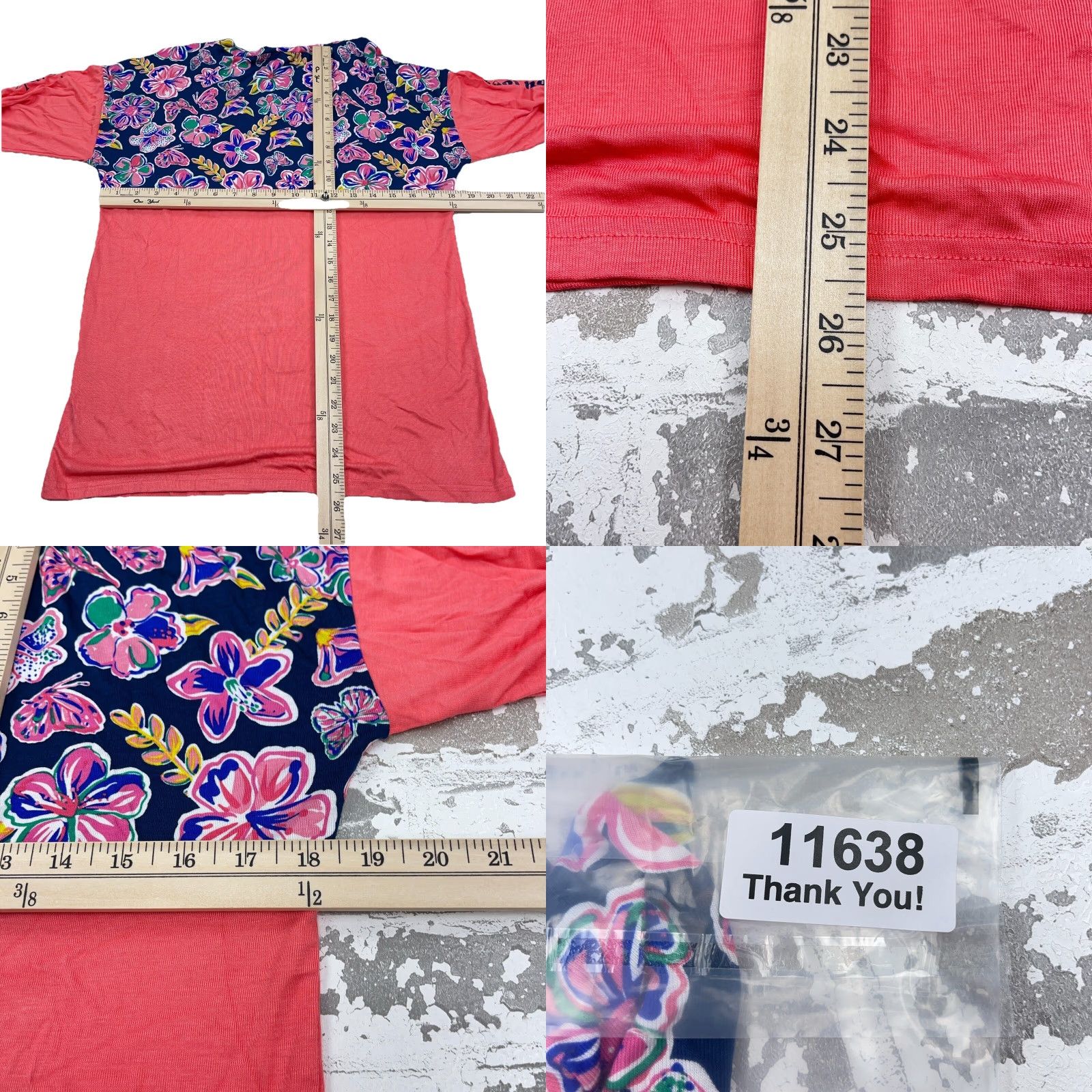 Pinko VINTAGE Simply Southern Women's T-Shirt Small Pink Blue Floral Crew Neck Long Sleeve Casual Tee Size S / US 4 / IT 40 - 8 Thumbnail