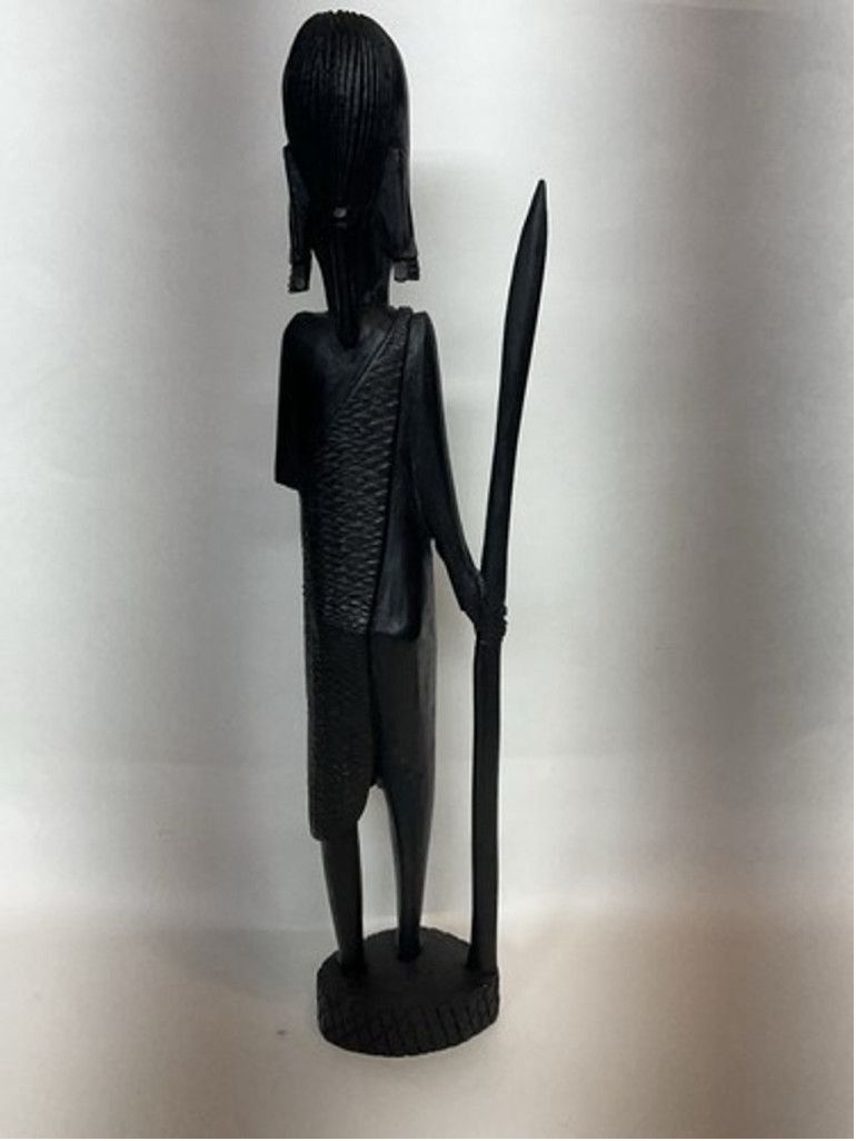 Other Hand Carved Wood Hunter Tribal Figure Kenyan Besmo 14.5” Size 26 - 16 Thumbnail