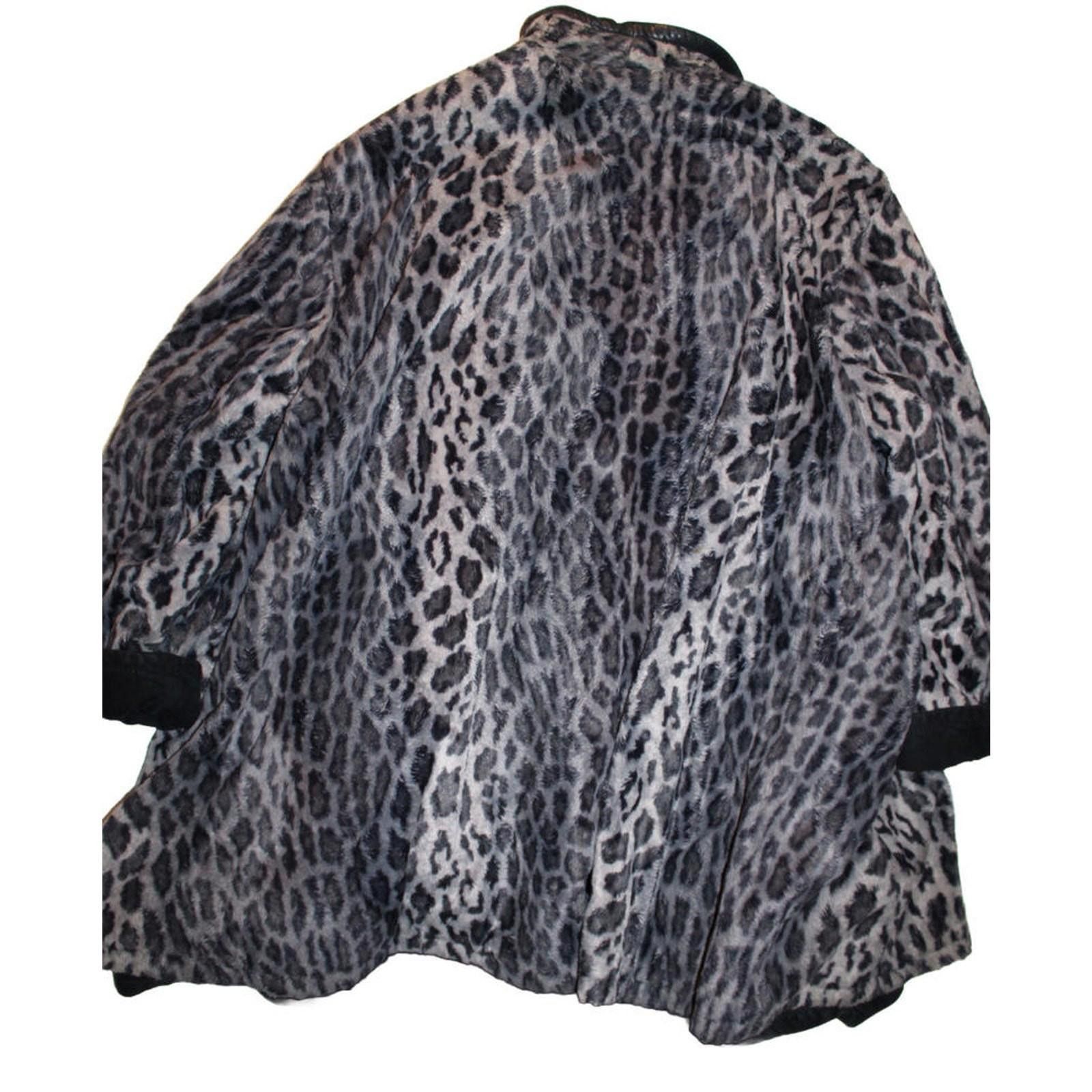 Other Enrico Mandelli Black Leather Suede Leopard Print Coat Size US L / EU 52-54 / 3 - 3 Thumbnail