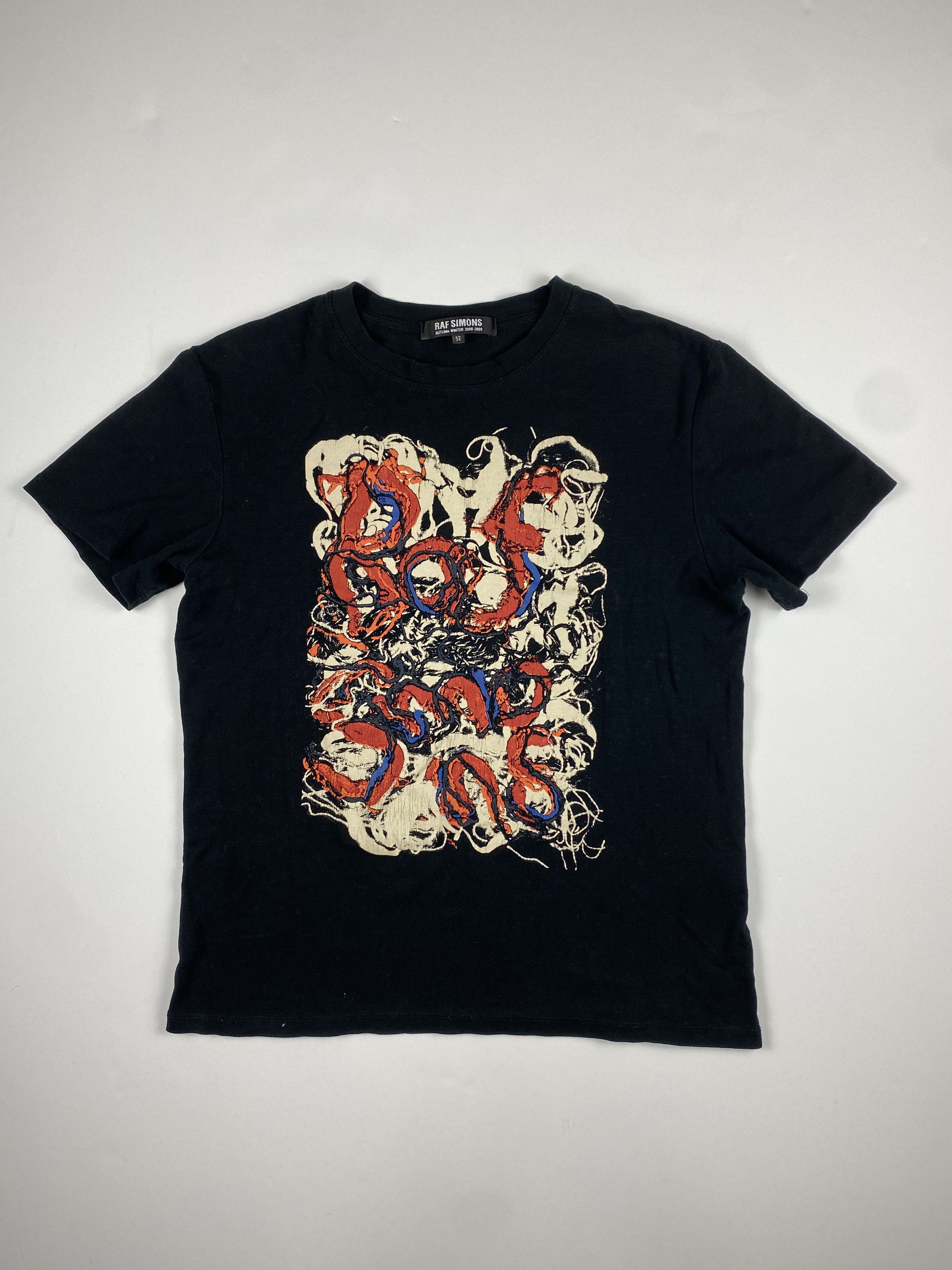 image of Raf Simons Chaos Logo Tee in Black, Men's (Size Large)