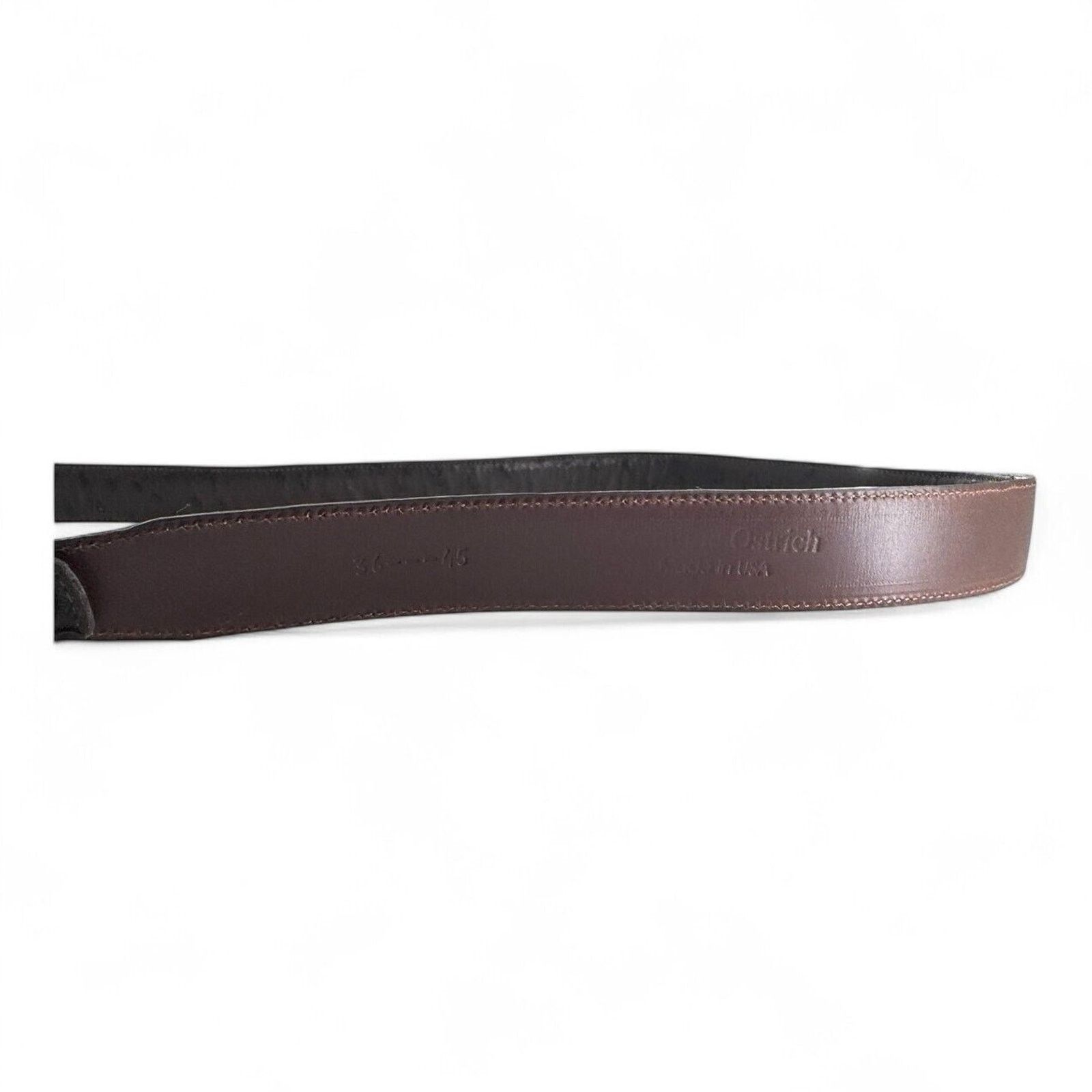Sterling Silver JW Cooper .925 Sterling Ostrich Quill Brown Belt Size 36-45 Size 44 - 5 Thumbnail