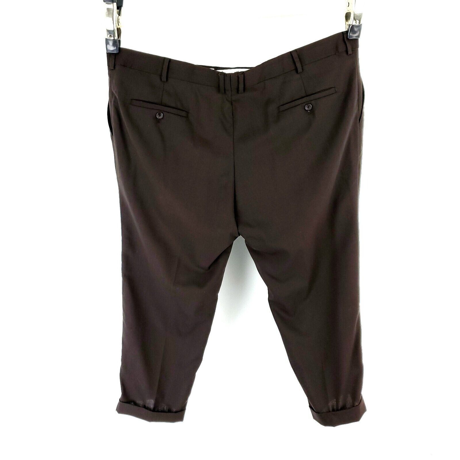 Pronto Uomo Pronto Uomo Wool Dress Pants Slacks 44/23 Short Leg Chocolat Size 44S - 6 Thumbnail