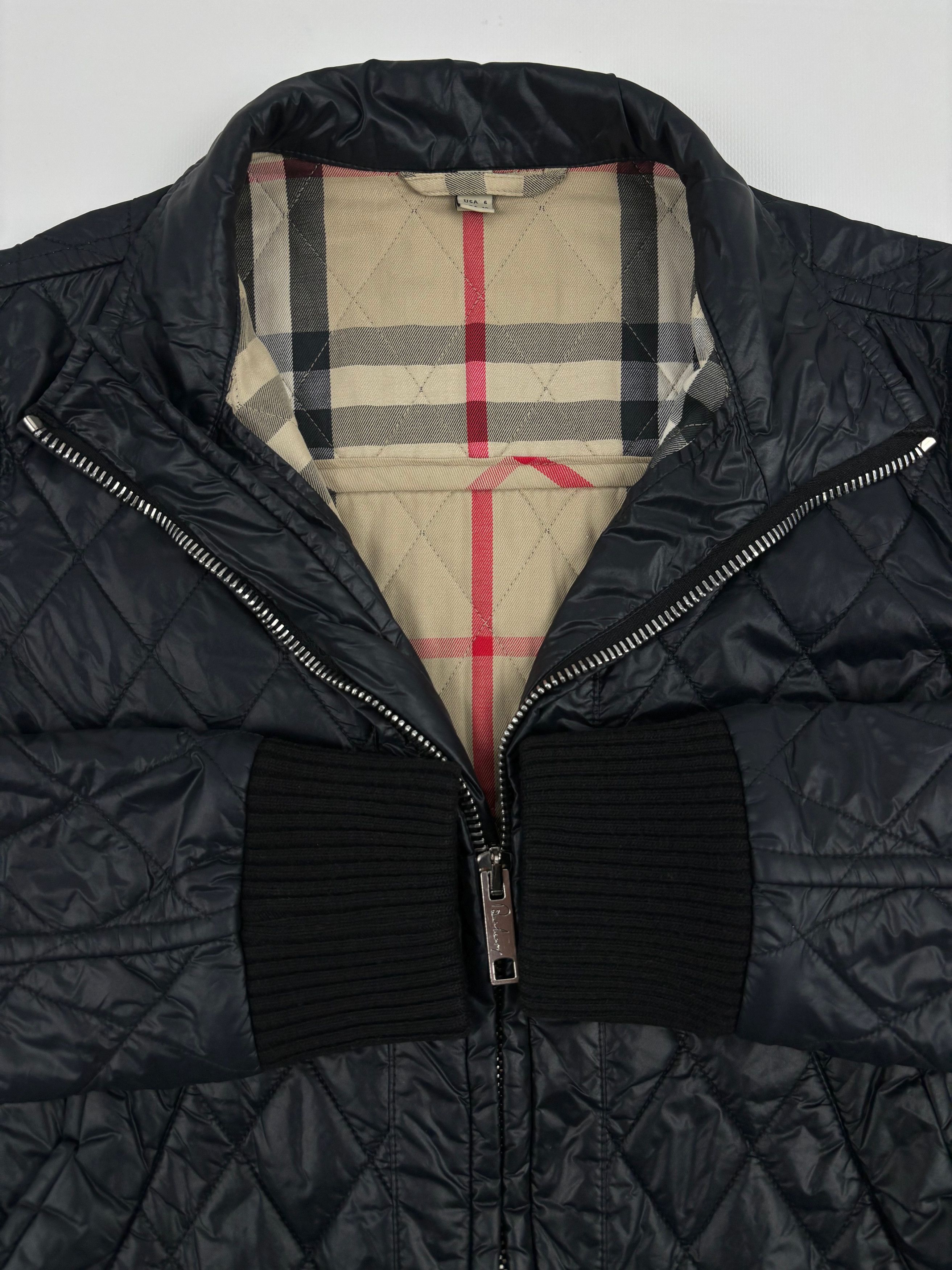 Burberry London Nova Check Biker Ribbed Cuffs Quilted Jacket Full-Zip Bomber Size M / US 6-8 / IT 42-44 - 15 Thumbnail