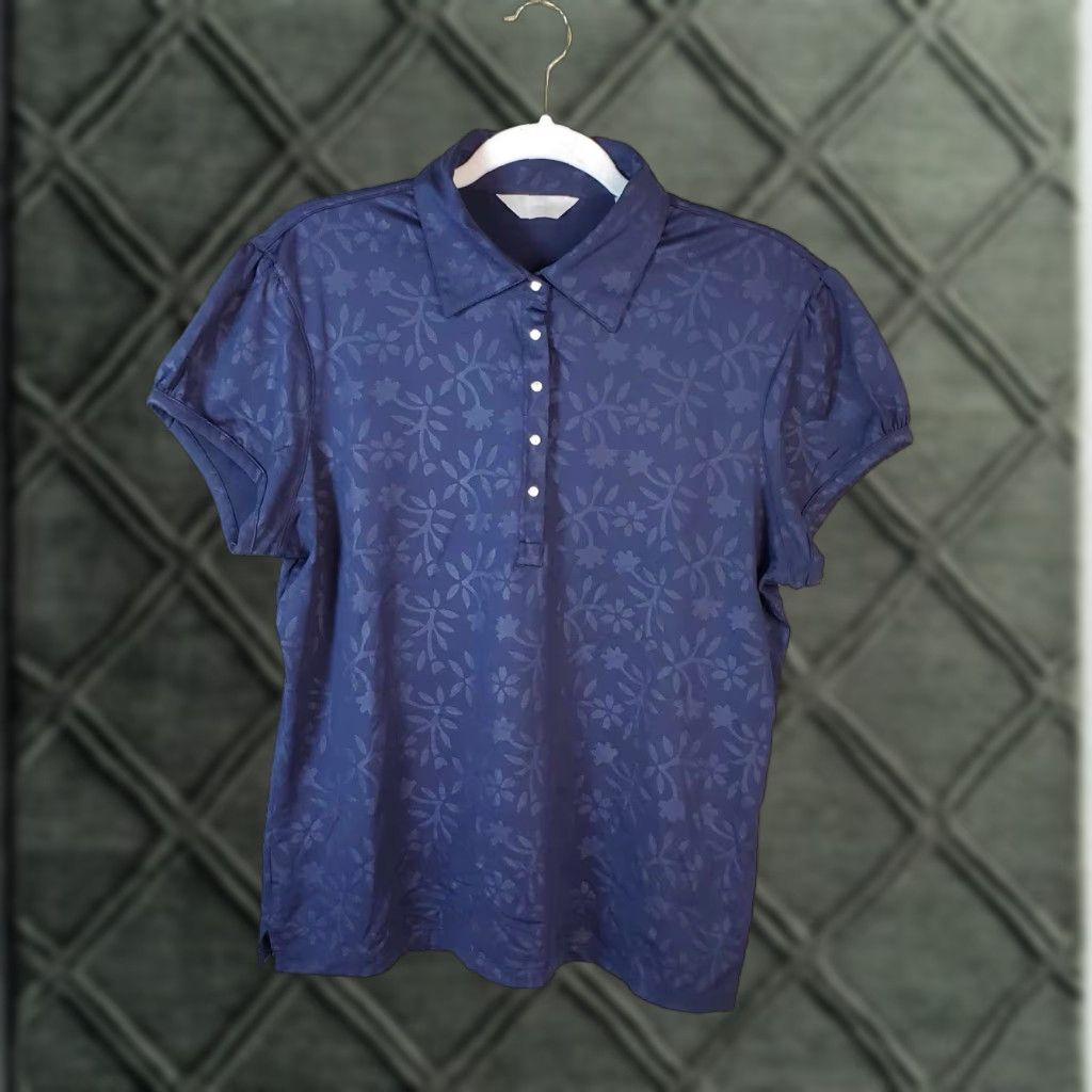 Callaway Callaway Womens Golf Shirt Polo Button Up Short Sleeve Large L Floral AOP Blue Size L / US 10 / IT 46 - 1 Thumbnail