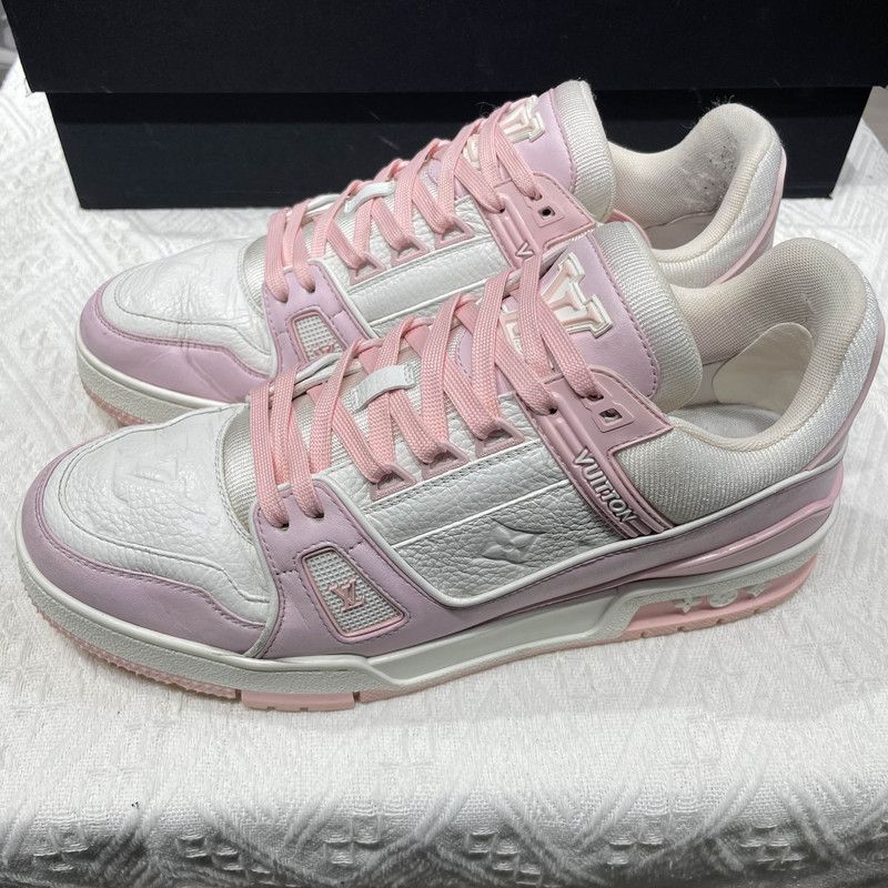 Louis Vuitton Louis Vuitton Trainer Leather Sneakers in Pink 0089 Size US 8 / EU 41 - 1 Thumbnail