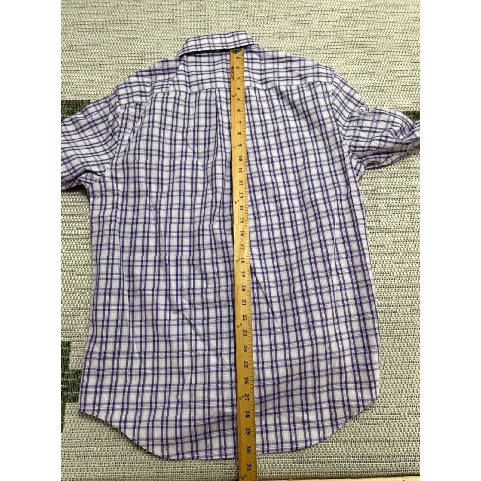 Banana Republic Banana Republic Dress Shirt Mens Medium Purple Plaid Classic Fit Non Iron New Shirt M Purple Banana Republic Mens Classic Fit Non-Iron Dress Shirt Size 40R - 4 Thumbnail