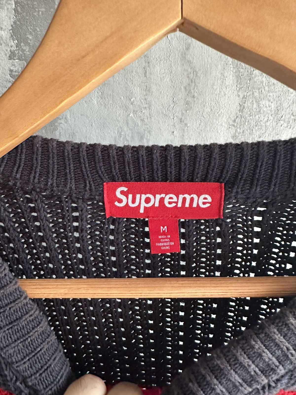 Supreme Supreme Loose Gauge Stripe Small Box Sweater Navy Size US M / EU 48-50 / 2 - 2 Thumbnail