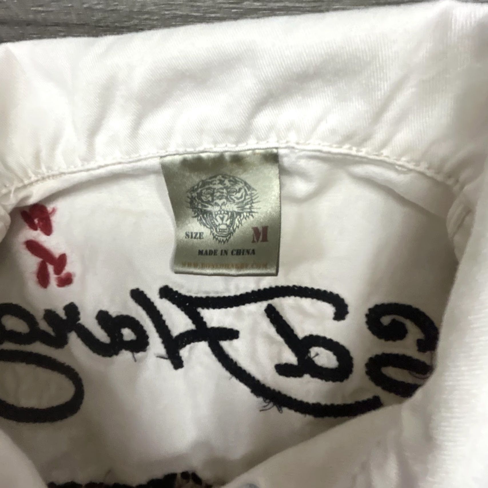 Ed Hardy VINTAGE Ed Hardy Jacket Womens M White Embroidered Tattoo Rose Graphic Denim Y2K Spring Short Sleeve? Size M / US 6-8 / IT 42-44 - 6 Thumbnail