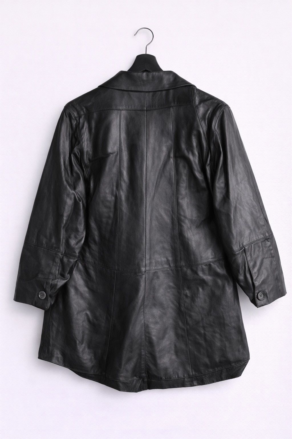 Pepe Jeans Vintage PePe Black Jacket Oversized Real Leather Coat Size L / US 10 / IT 46 - 2 Thumbnail