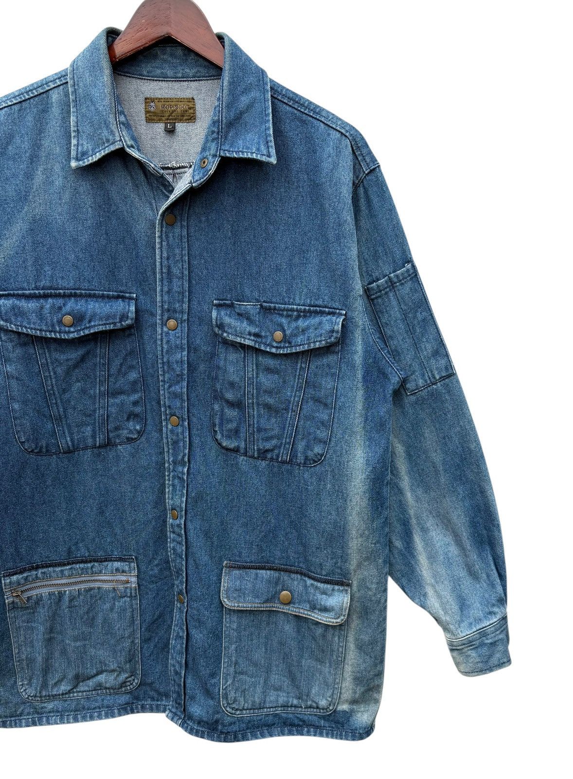 Japanese Brand Vintage Hop Scot Bleach Denim Workwear Chore Jacket Size US M / EU 48-50 / 2 - 4 Thumbnail