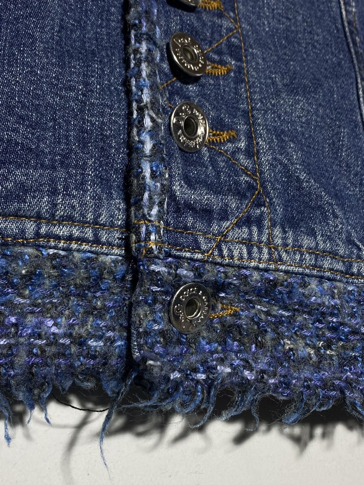 Dolce & Gabbana Dolce & Gabbana Button Down Tweed Detail Denim Jacket Size XS / US 0-2 / IT 36-38 - 7 Thumbnail
