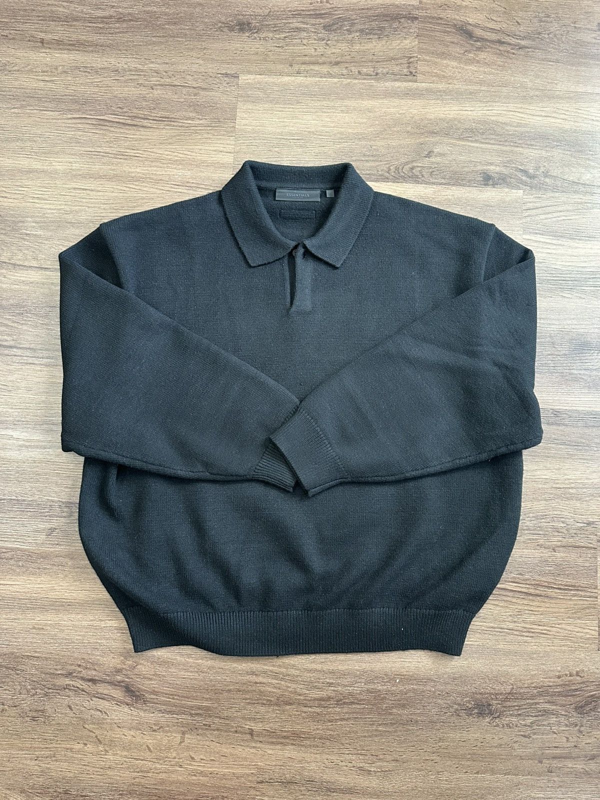 Fear of God Fear of God Essentials Jet Black Knit Polo Size US M / EU 48-50 / 2 - 1 Thumbnail