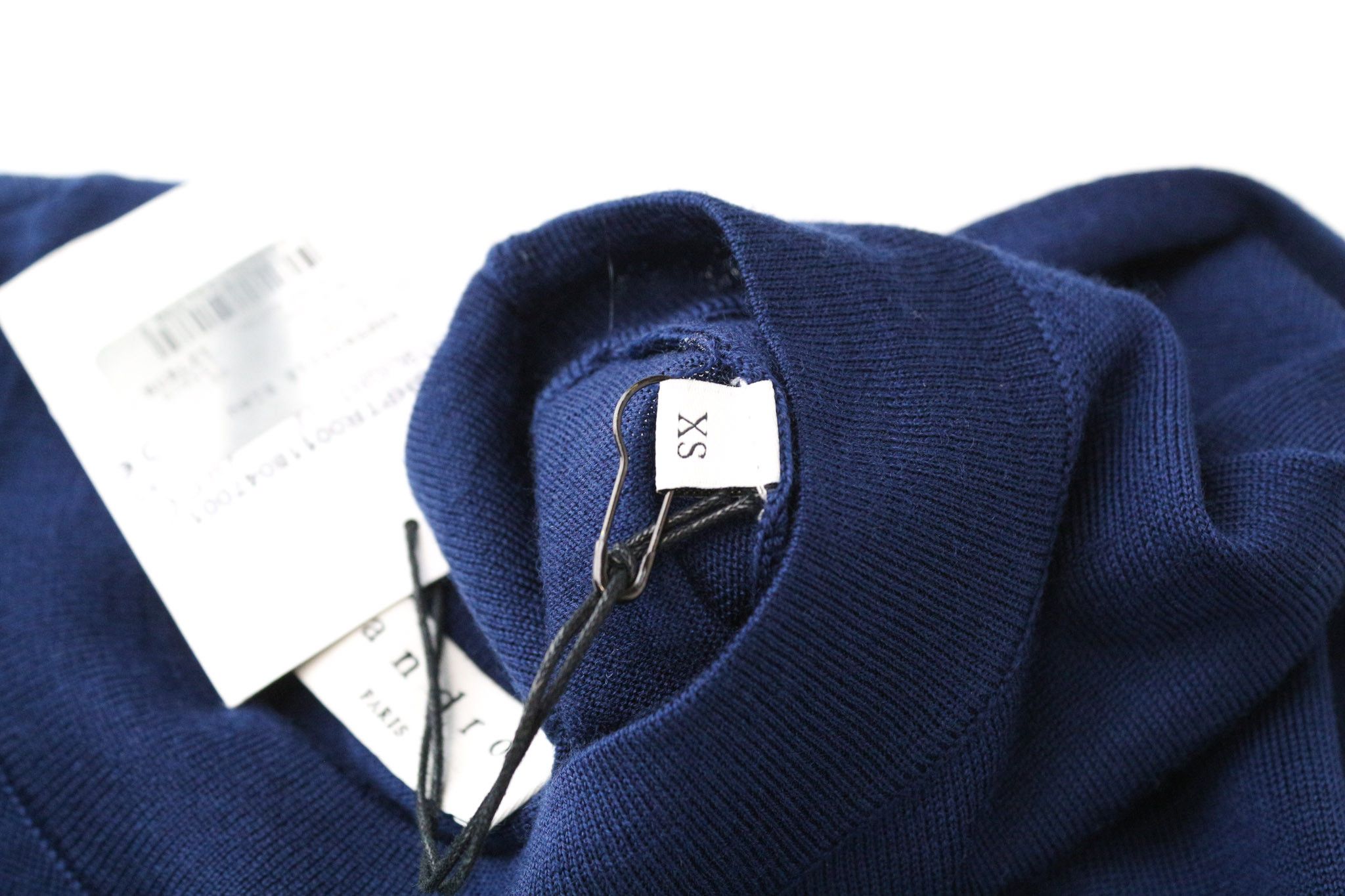 Sandro XS Navy Blue Tight Knit Wool Crew Neck Jumper 74574 Size US XS / EU 42 / 0 - 7 Thumbnail