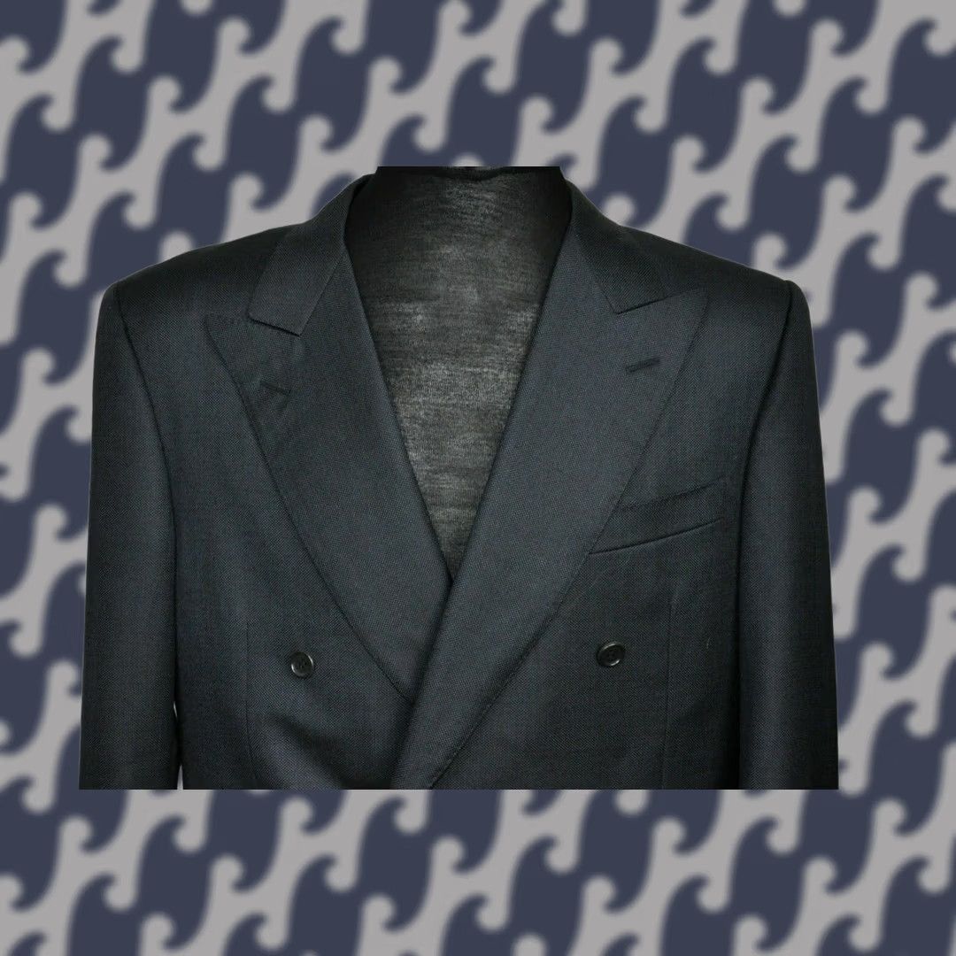 Canali Canali Double Breasted Blazer Jacket Mens Regular Size 50 Dark gray Wool Italy 100% Genuine 100%Wool New Size 50R - 1 Thumbnail