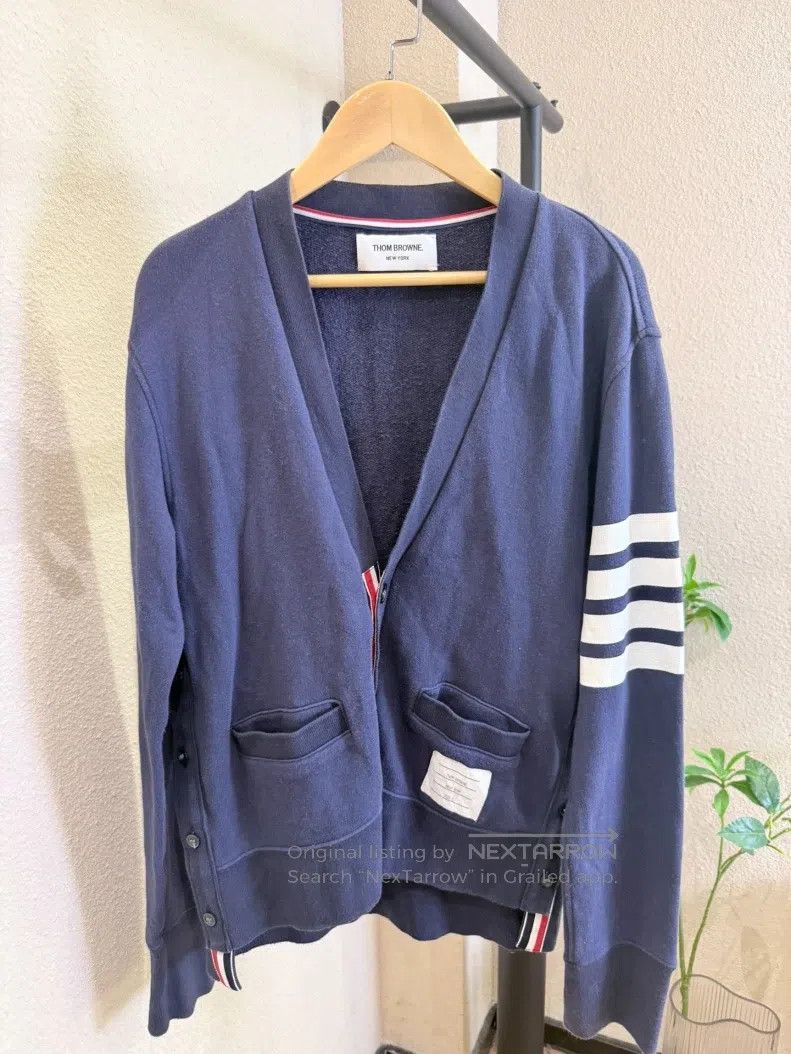 Thom Browne Thom Browne Navy Blue Striped Knit Cardigan Size US M / EU 48-50 / 2 - 1 Thumbnail