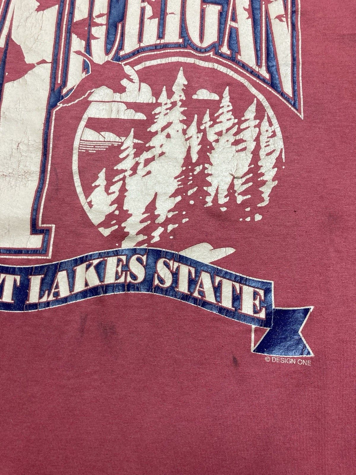Fruit Of The Loom × Vintage Vtg 90s graphic t shirt Michigan Great Lakes state nature XL Size US XL / EU 56 / 4 - 5 Thumbnail