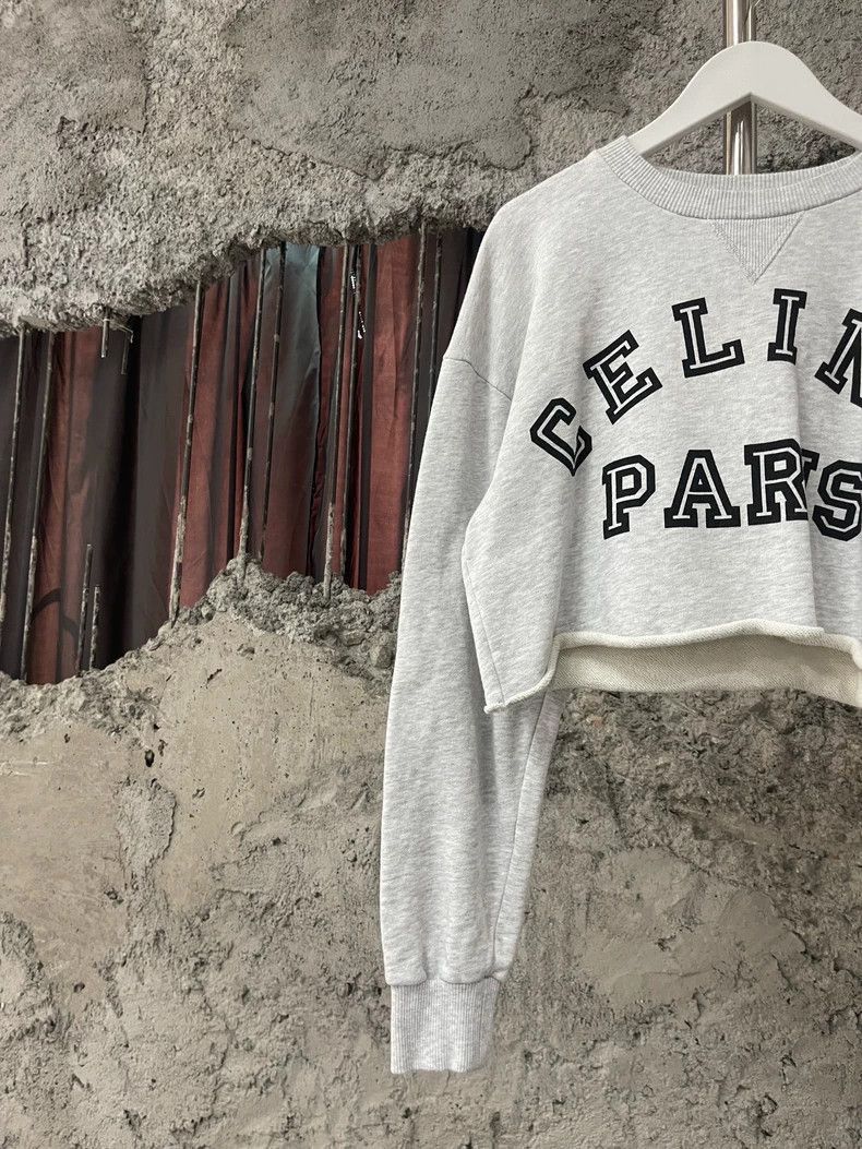 Celine Celine Parks Cropped Sweatshirt in Gray Size US XS / EU 42 / 0 - 3 Thumbnail