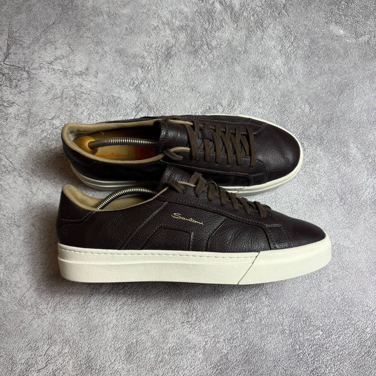 Santoni Santoni Double Bucker Dark Brown Tumbled Sneakers Men’s Size US 9.5 / EU 42-43 - 1 Thumbnail