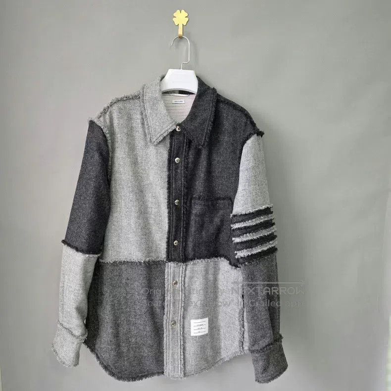 Thom Browne Thom Browne Wool Colorblock Patchwork Collar Casual Jacket Size US M / EU 48-50 / 2 - 1 Thumbnail