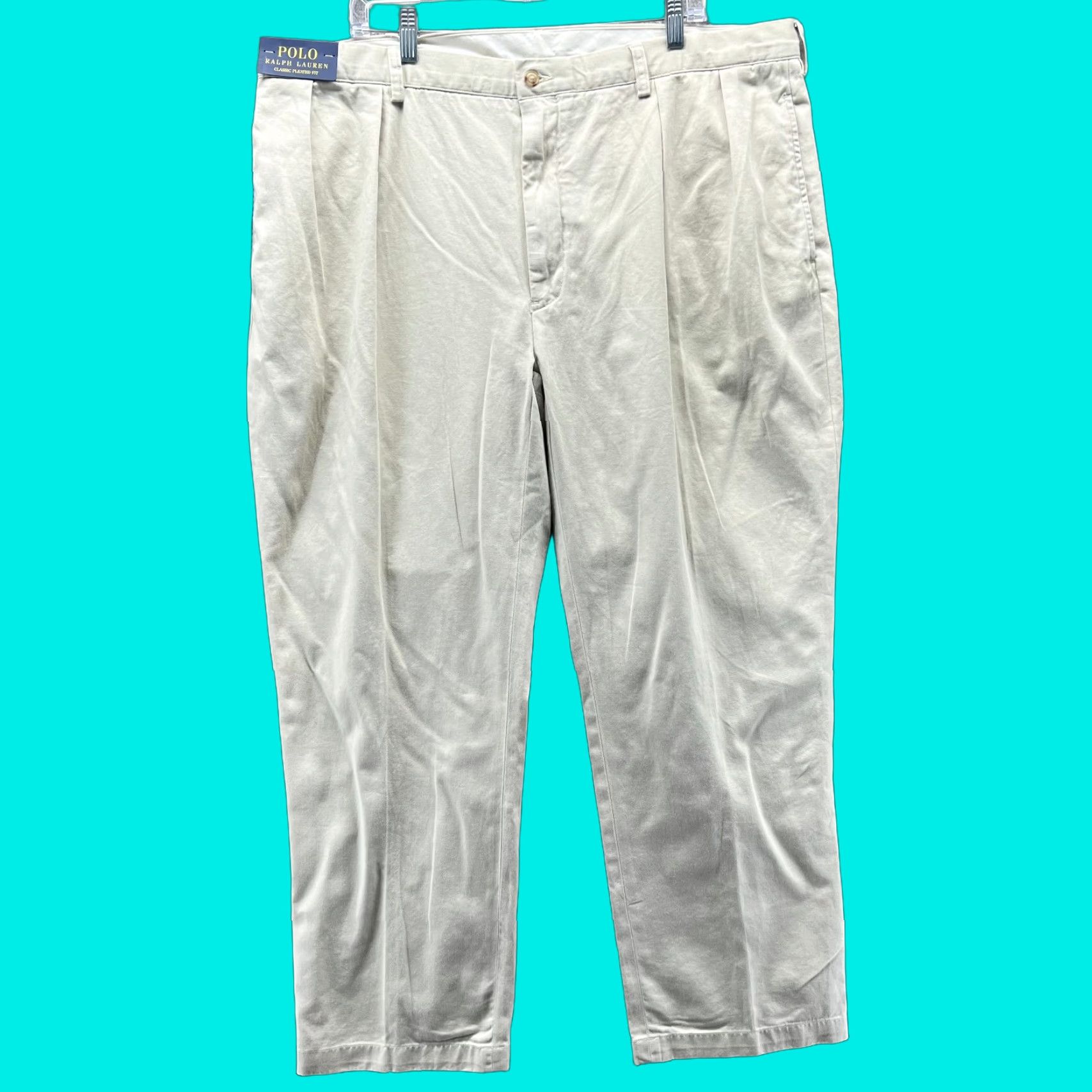 Polo Ralph Lauren Polo Ralph Lauren Andrew Pants Mens 42x30 Beige Classic Pleated Chino Casual Size US XL / EU 56 / 4 - 1 Thumbnail