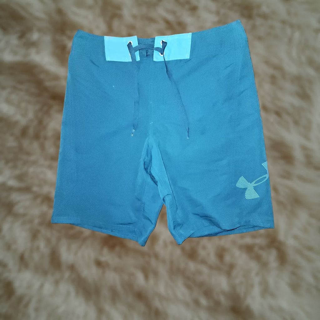Under Armour Under Armour Swim Trunks Men 30 Teal Loose Heatgear Flap Pocket Beach Swimming Regular Size 30 Blue Logo Pockets Quick Dry N/A Size US 30 / EU 46 - 1 Thumbnail