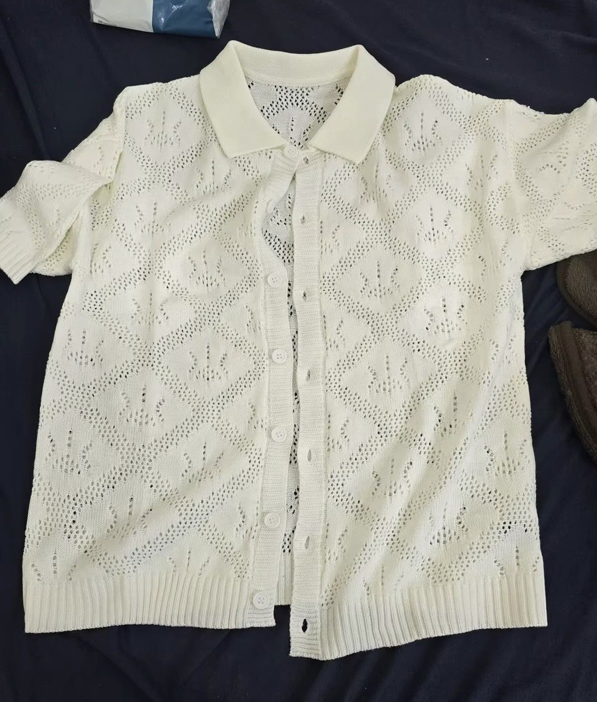 Japanese Brand × Vintage Breathable Hollow Out Knitted Button-up Shirt Size US XXL / EU 58 / 5 - 4 Thumbnail