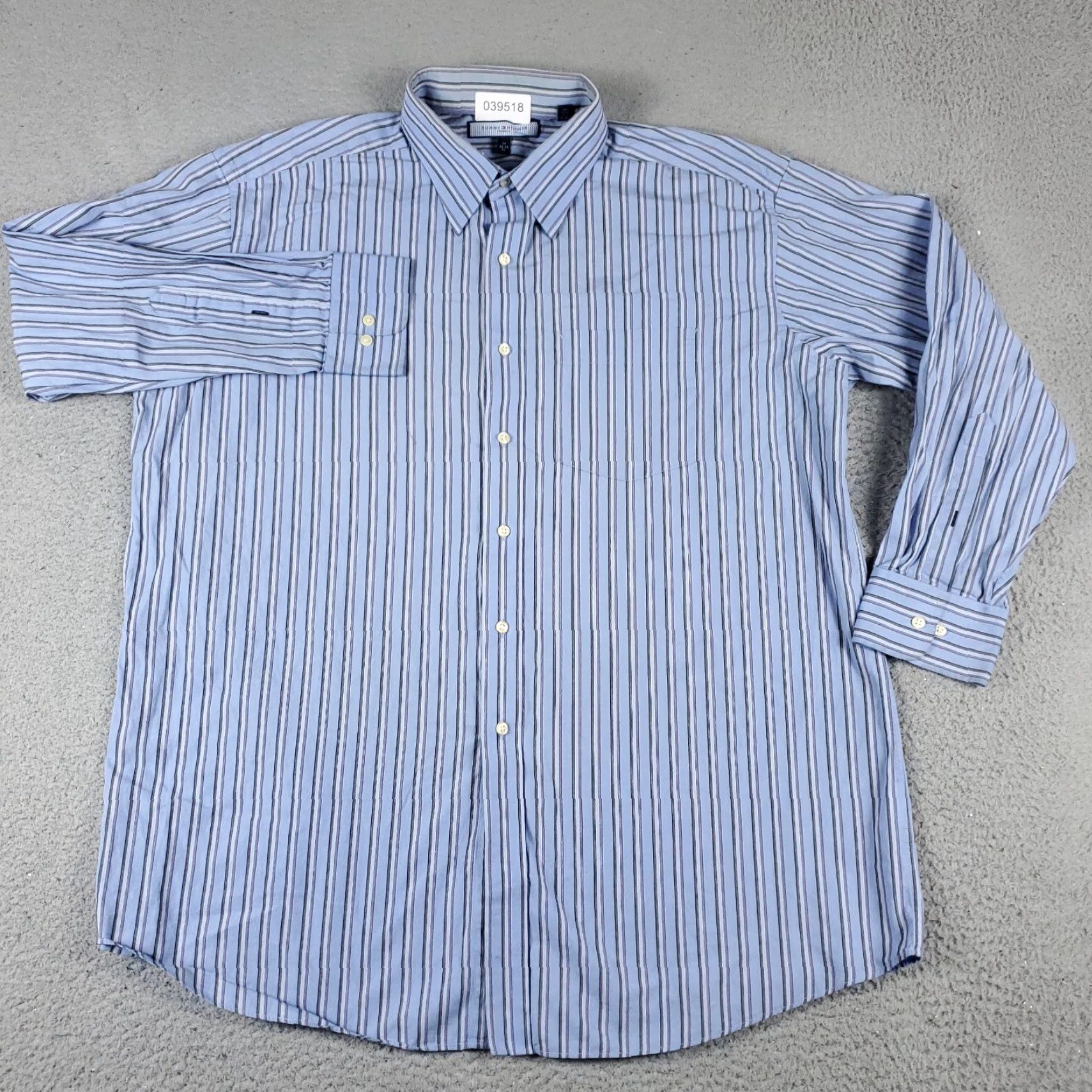 Tommy Hilfiger Tommy Hilfiger Blue Striped Button-Up Shirt Men’s XL Long Sleeve Casual Preppy Size US XL / EU 56 / 4 - 2 Thumbnail
